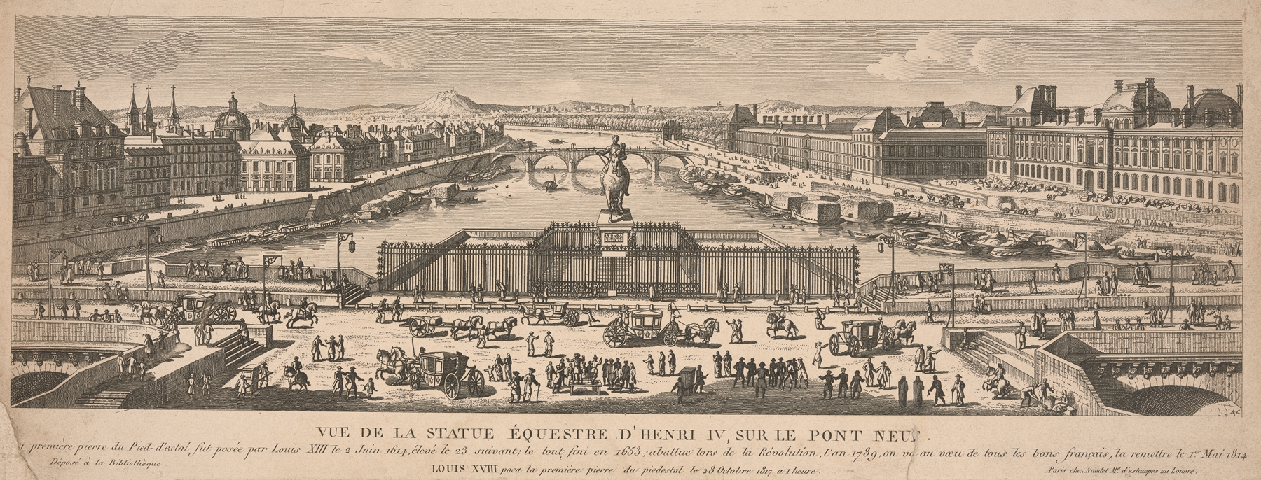 Engraving of the equestrian statue of Henri IV on the Pont Neuf by Unknown Artist