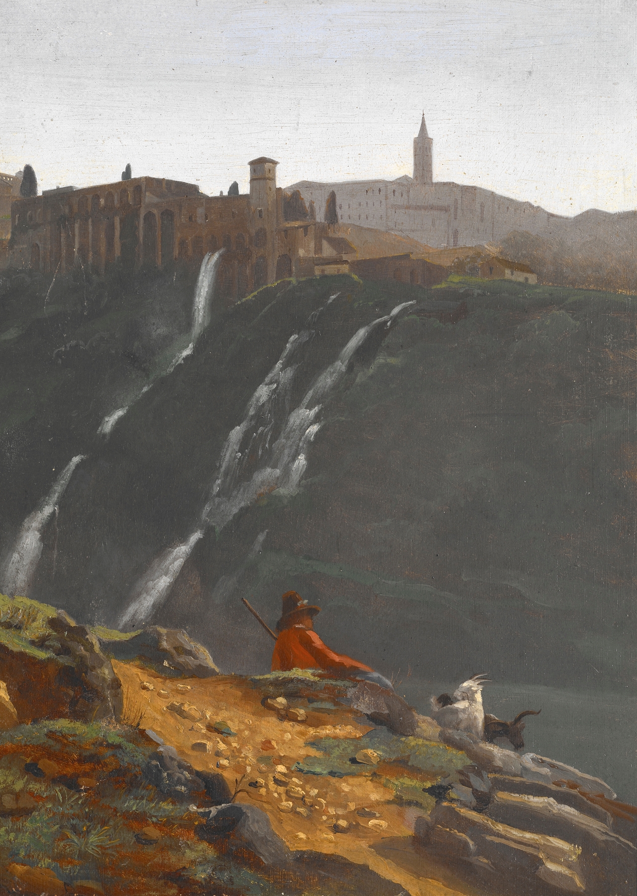 Goatherd Opposite the Falls of Tivoli, by Achille Etna Michallon, public domain