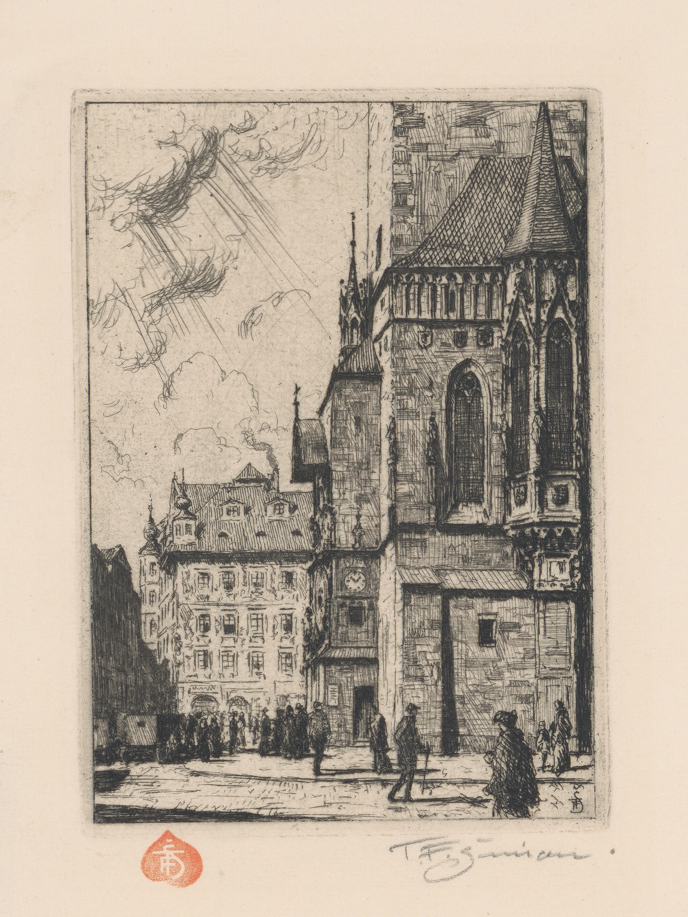 Staromestská radnica by Tavík František Šimon, depicting an architectural cityscape in 1934