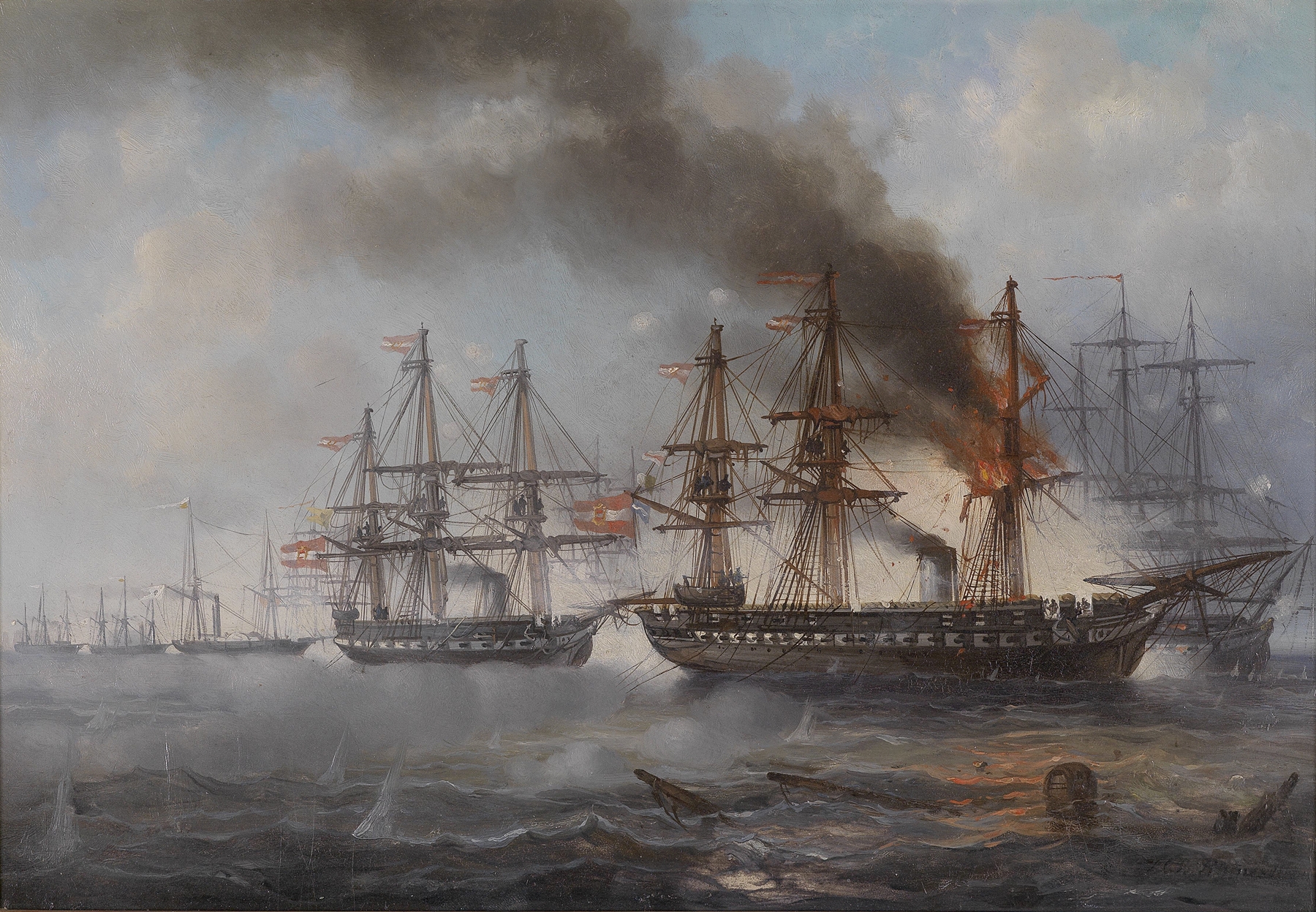 Seegefecht bei Helgoland, by Josef Carl Berthold Püttner, public domain