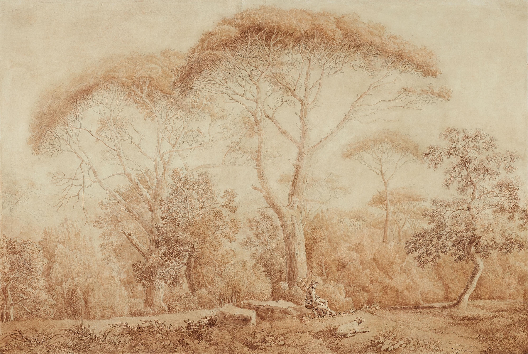 Jäger in den Cascinen von Pisa, by Jacob Philipp Hackert, public domain