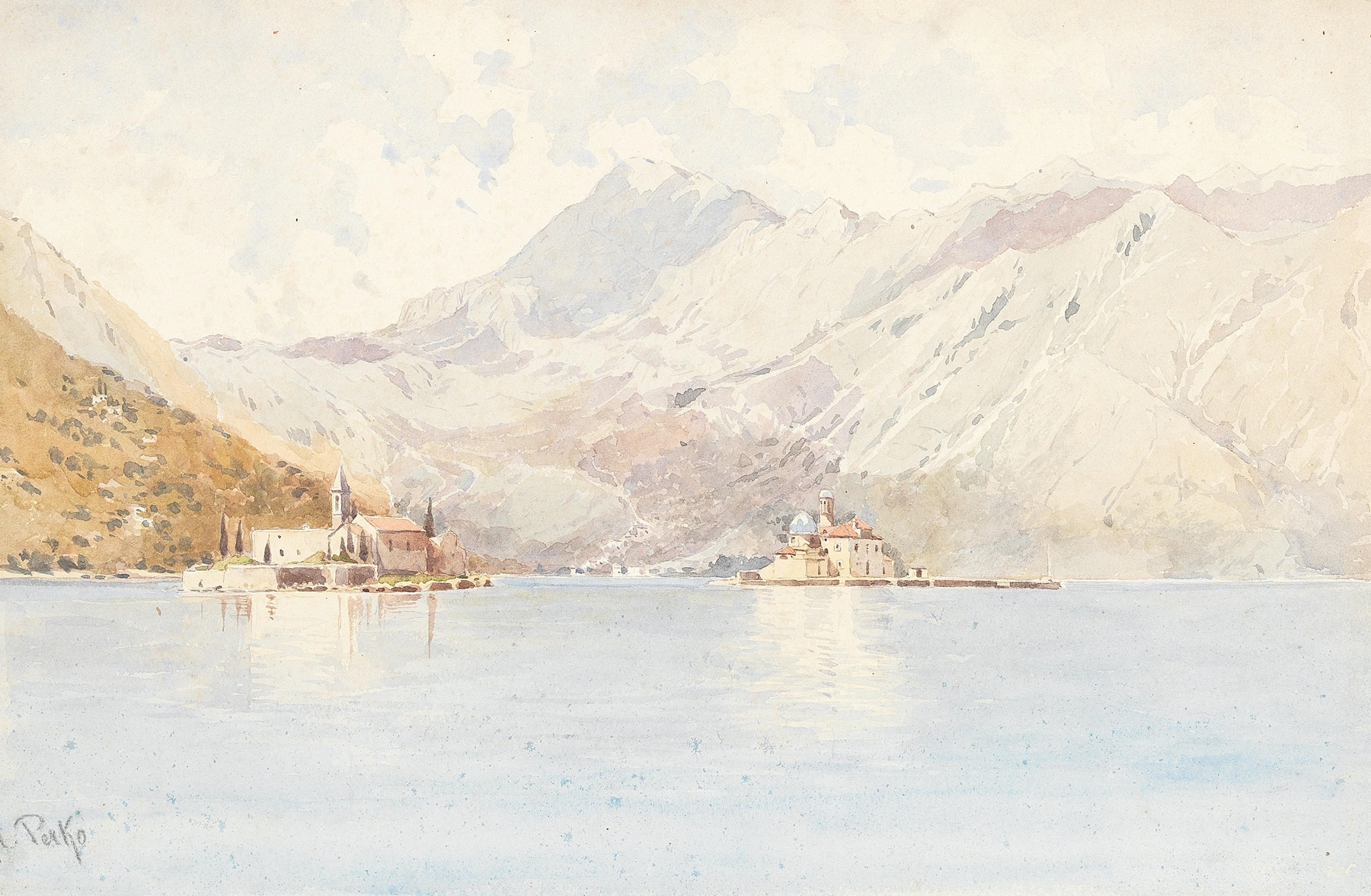 Marine landscape with shimmering waters, oil painting by Anton Perko