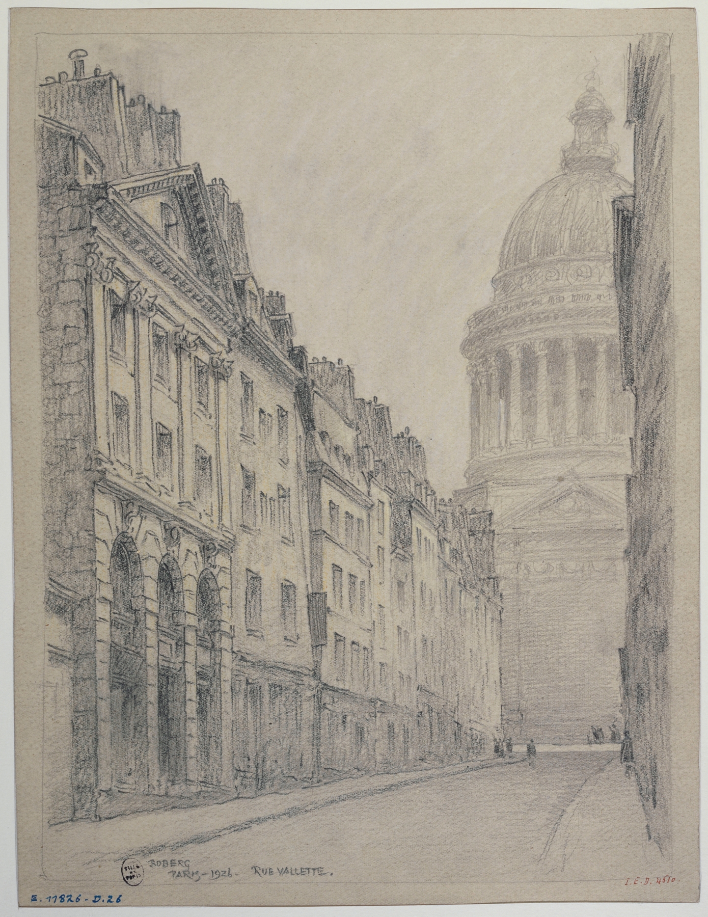 Rue Valette et le Panthéon, by Ferdinand Boberg, public domain
