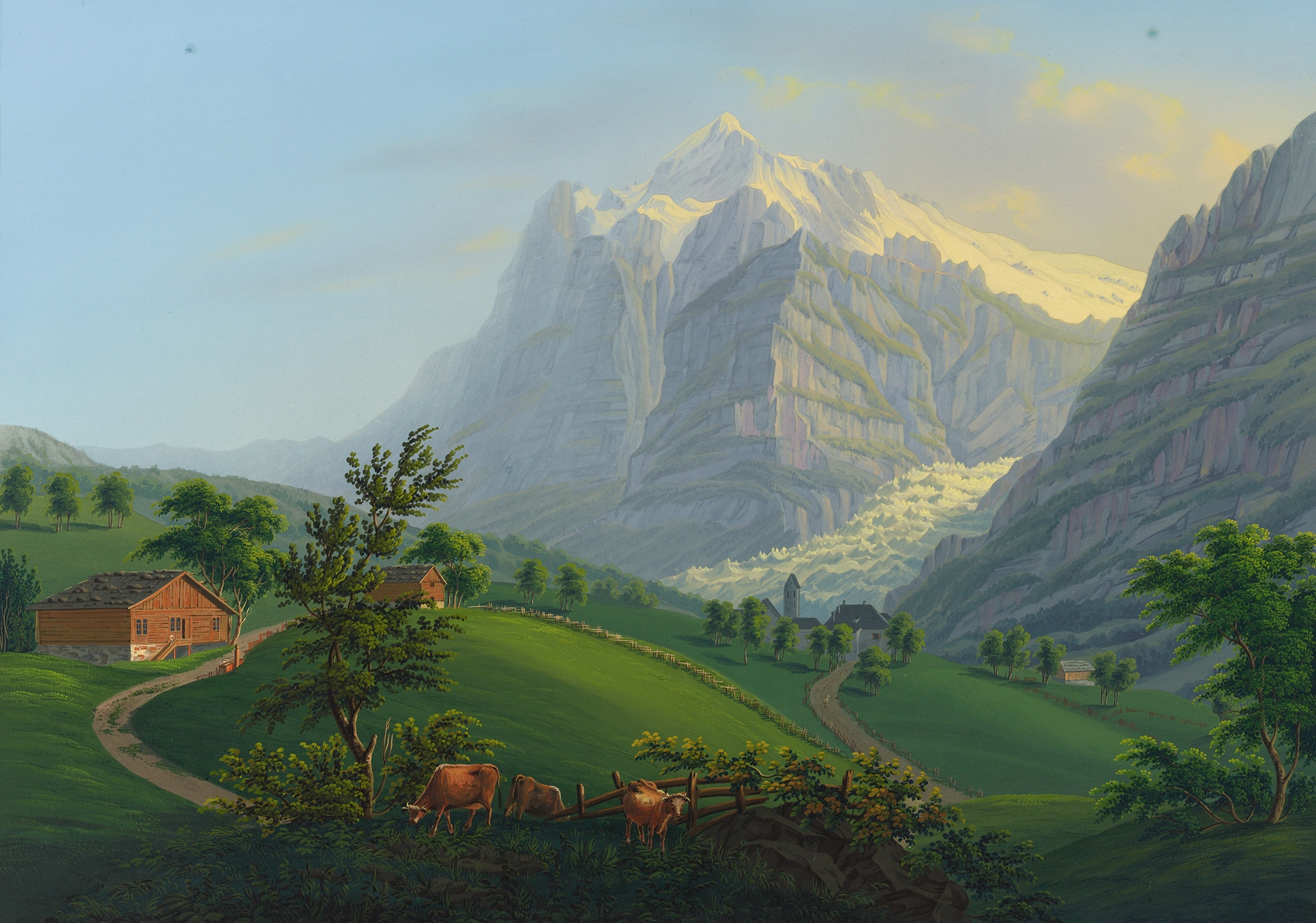 Das Wetterhorn im Grindelwald, oil on canvas by Johann Heinrich Bleuler the Younger