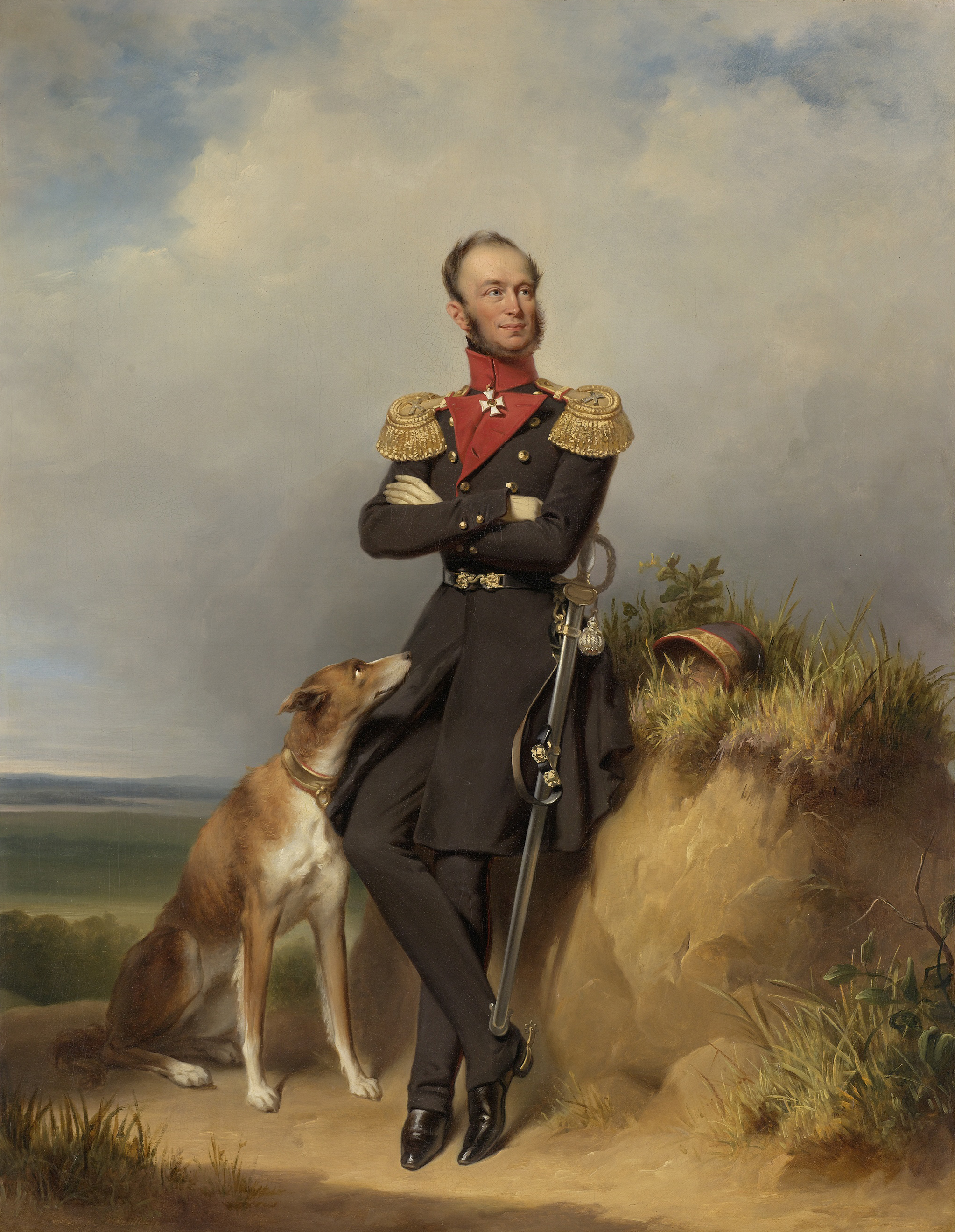 Portrait of William II in military uniform, oil painting by Jan Adam Kruseman