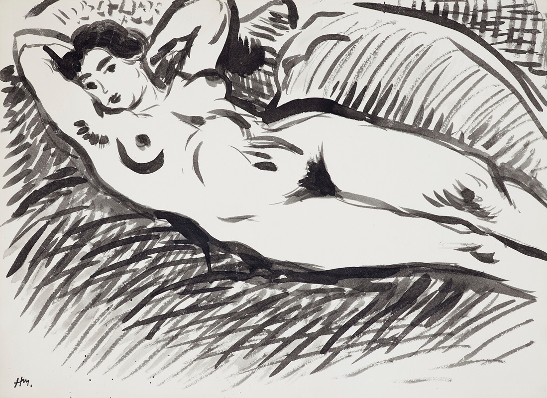 Henri Matisse's 'Nu allongé sur un sofa' features a reclining nude figure in vibrant colors.
