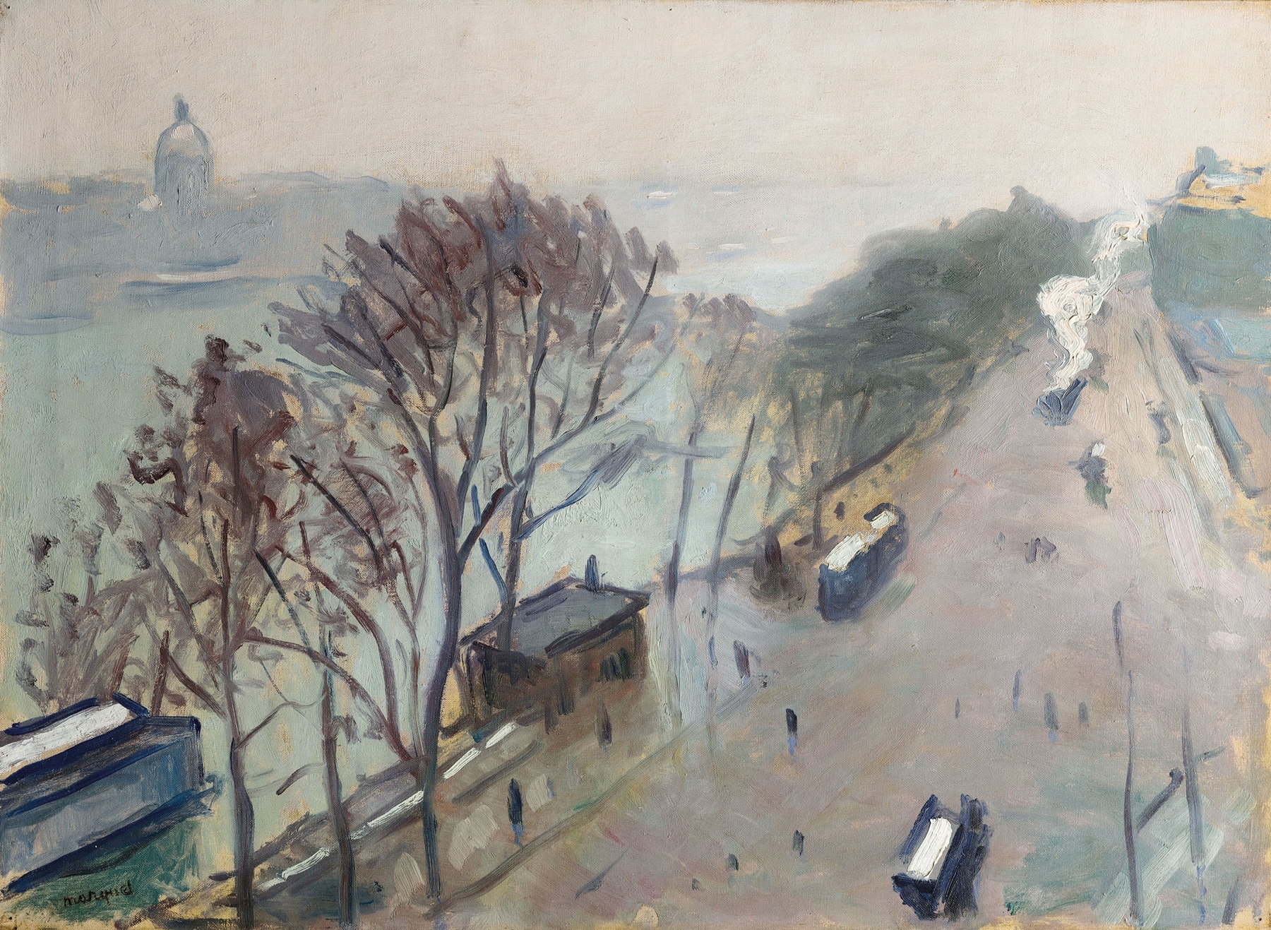 L’Hiver, quai du Louvre, temps de neige, by Albert Marquet, public domain