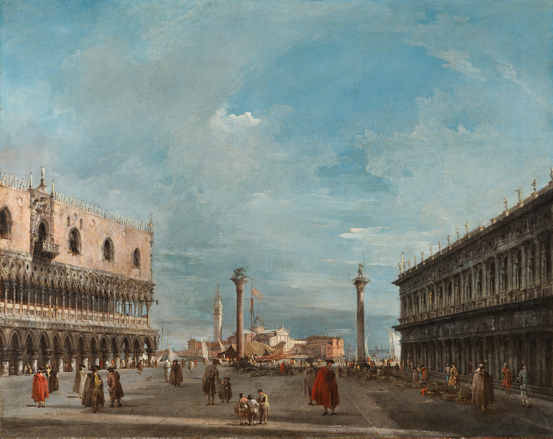 The Piazzetta of San Marco, Venice, looking towards San Giorgio Maggiore, by Francesco Guardi, public domain