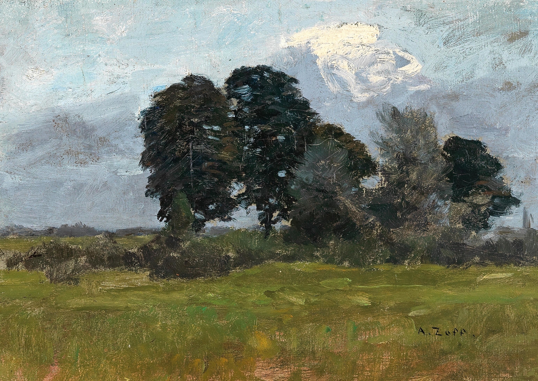 Trees in a Landscape, by Alfred Zoff, public domain