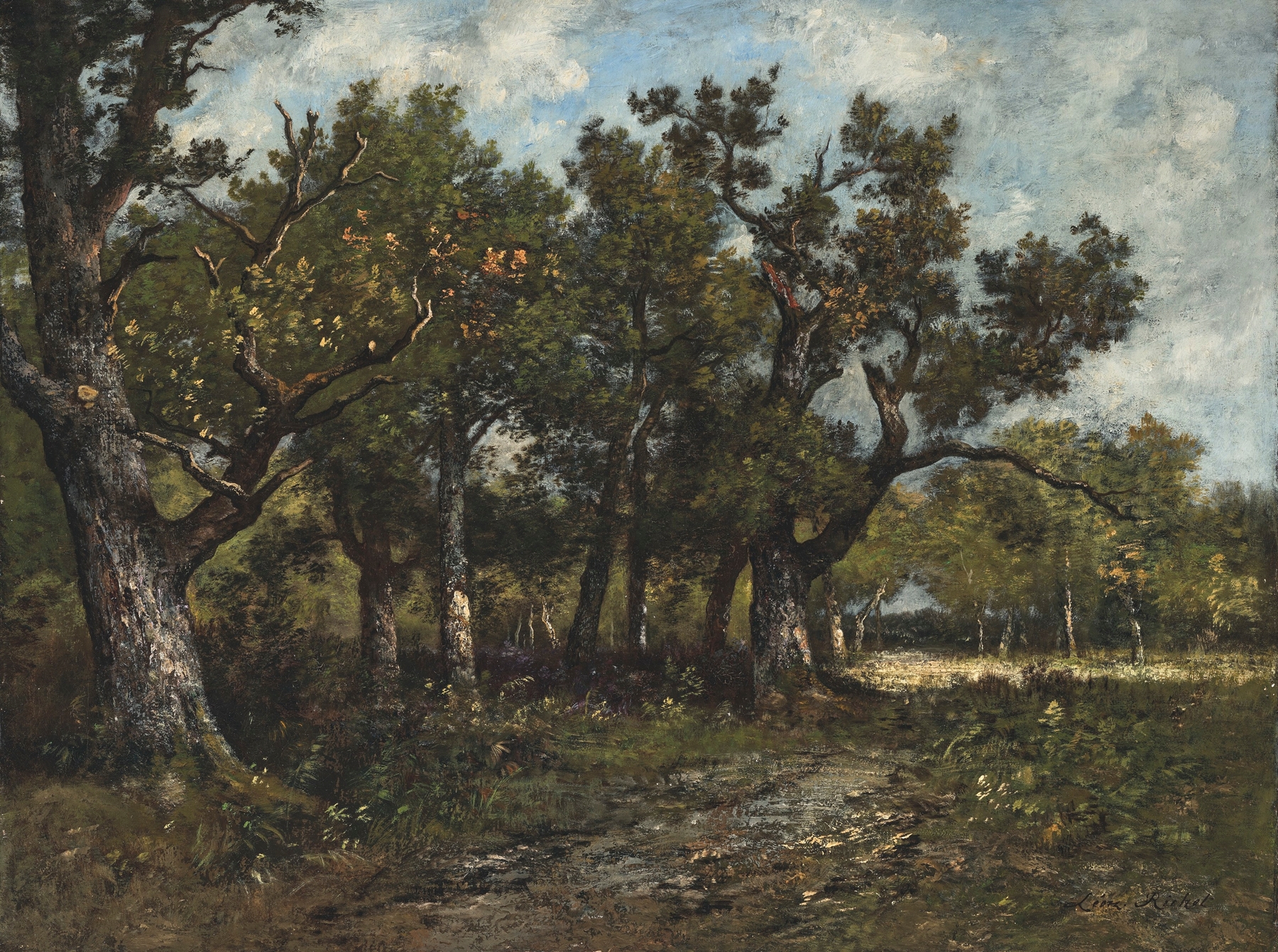 Landscape of a farm with dynamic brushwork by Leon Richet, oil painting