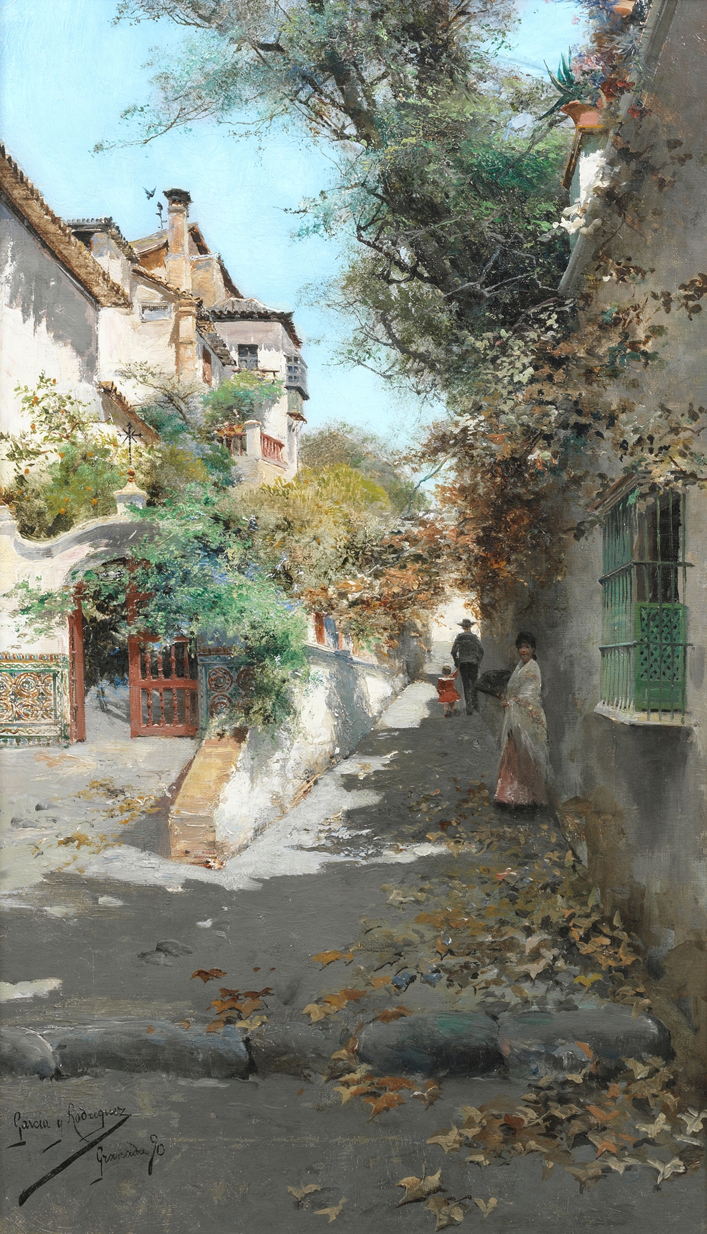 Street scene in Granada, oil on canvas by Manuel García y Rodríguez
