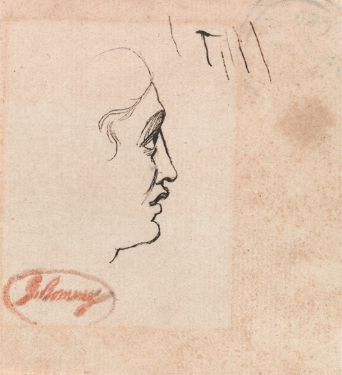 This painting depicts a young man with a thoughtful expression.