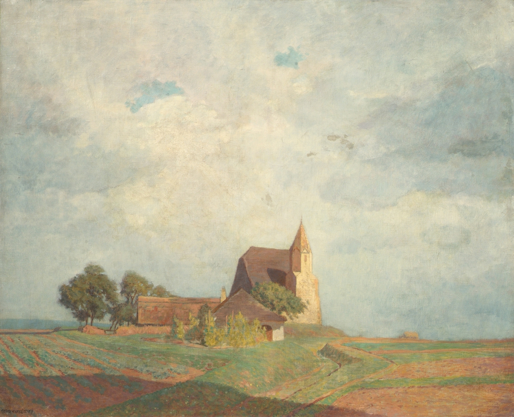 Kirche in Holzern bei Säusenstein, by Anton Hans Karlinsky, public domain