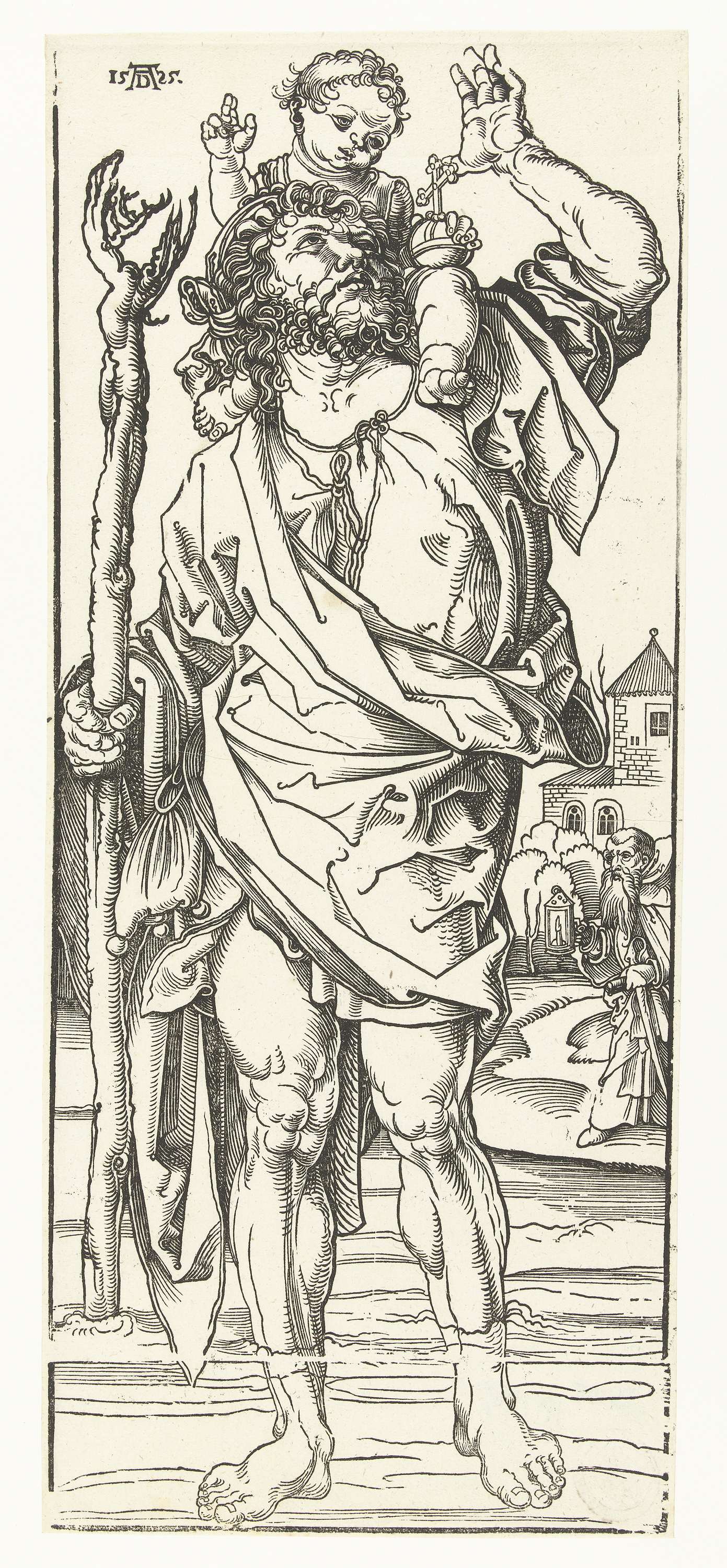 De Heilige Christoffel draagt het Christuskind, by Albrecht Dürer, public domain