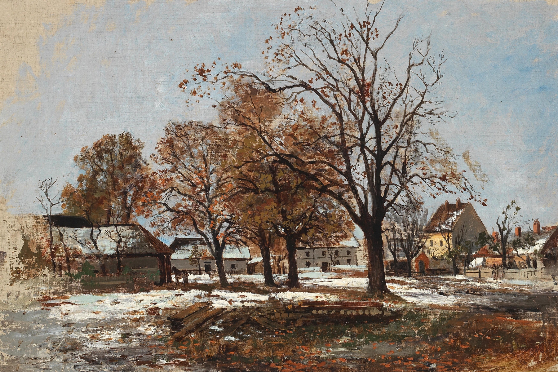A Winter Day, Scene near St. Pölten, oil painting by Theodor Von Hörmann