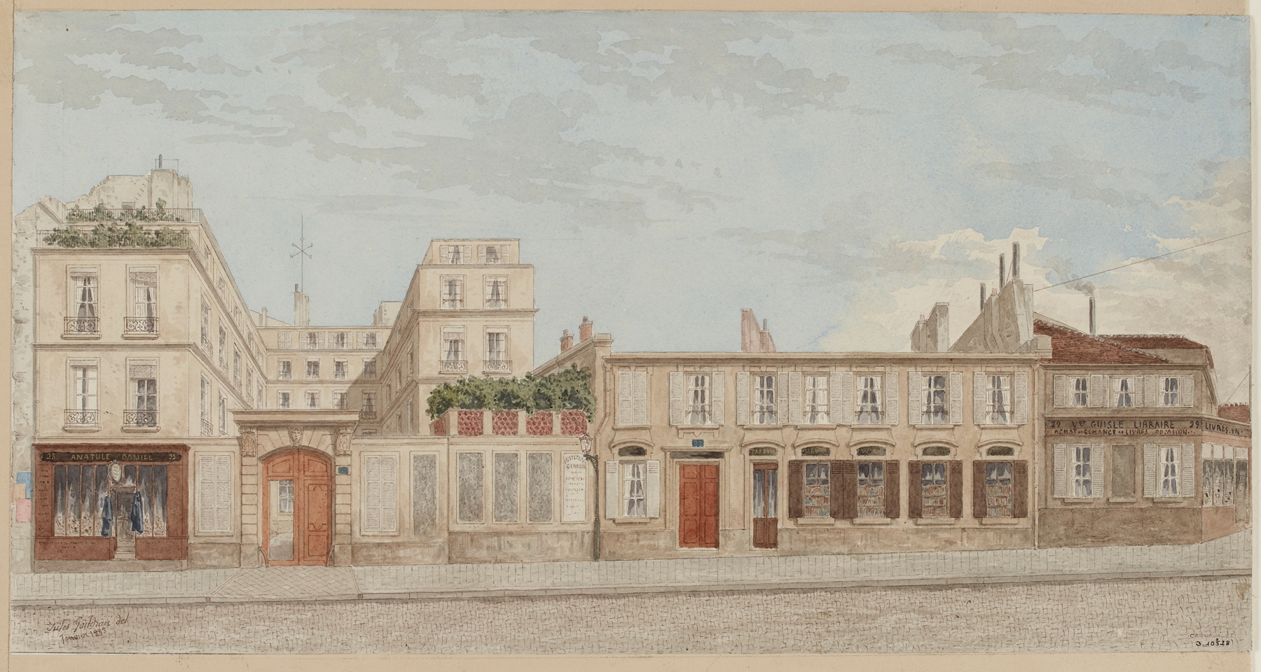 Architecture scene with soft hues by Jules Gaildrau, unknown medium