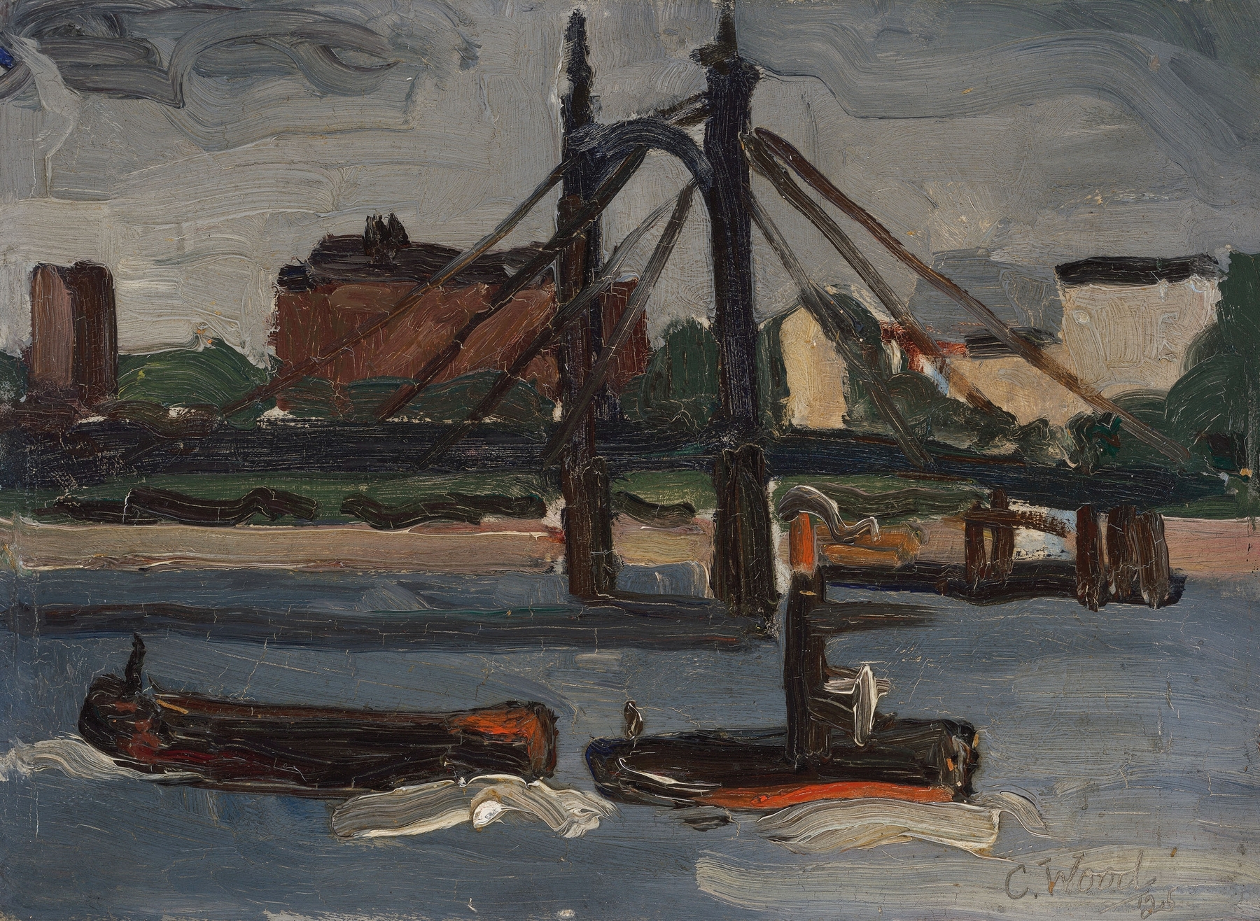 The Thames at Battersea, by Christopher Wood, public domain