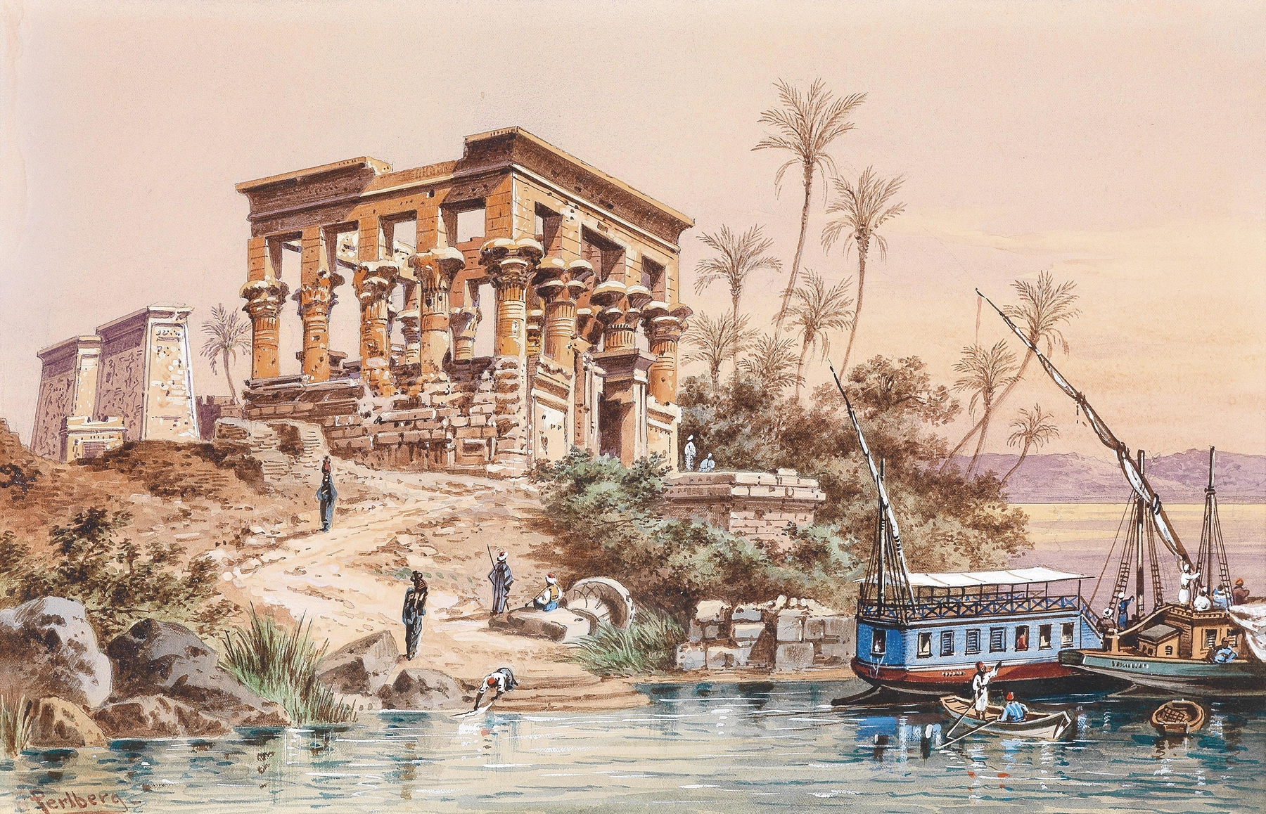 Tempel von Philae, by Friedrich Perlberg, public domain