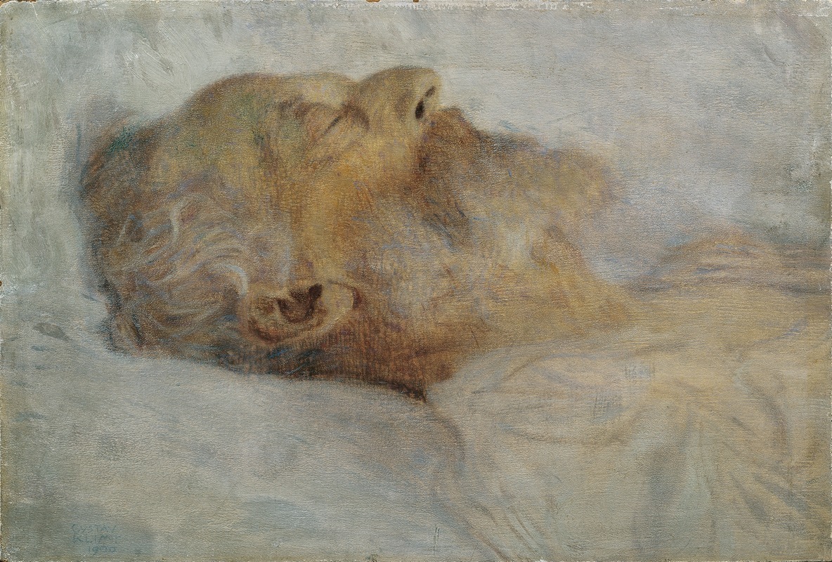 A man lies on a deathbed, surrounded by a dark atmosphere and rich patterns.