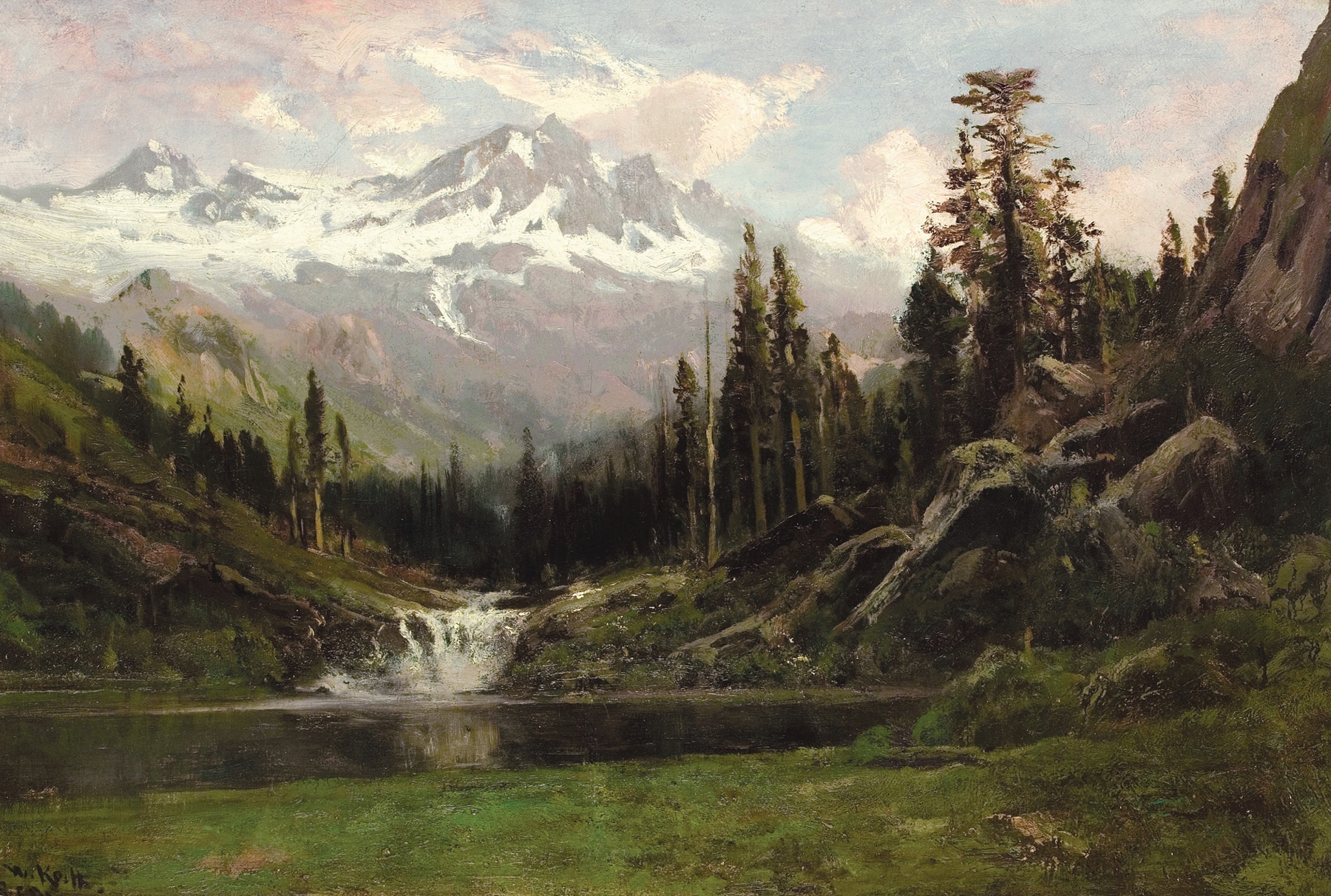 View of Mount Shasta, oil on canvas by William Keith