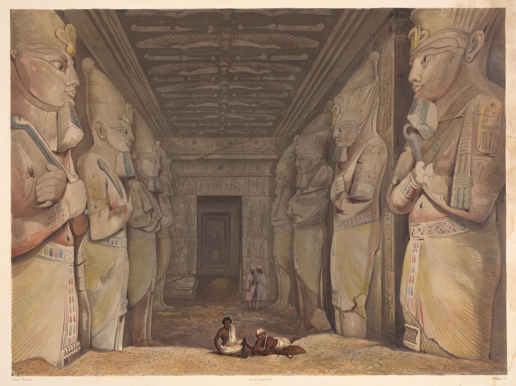 Temple d’Ibsamboul [Interior view] (Temple of Abu Simbel), by Hector Horeau, public domain