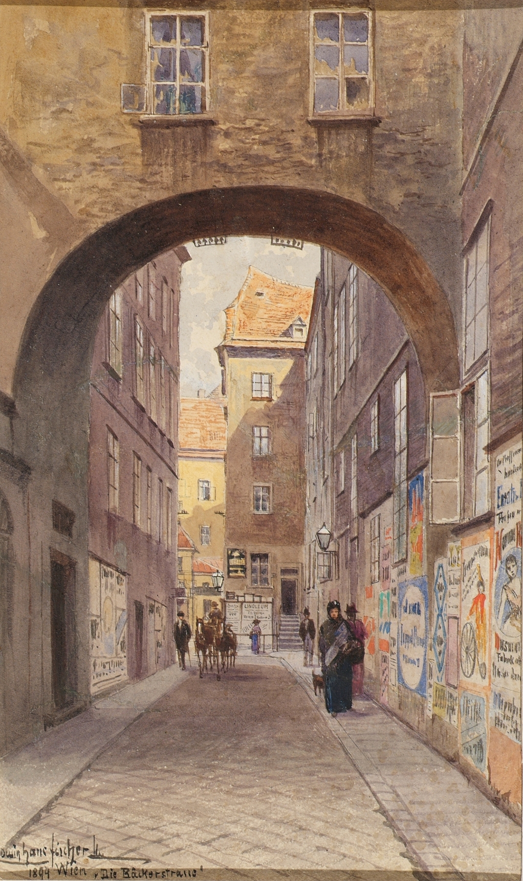 Die Bäckerstraße in Wien, oil on canvas by Ludwig Hans Fischer