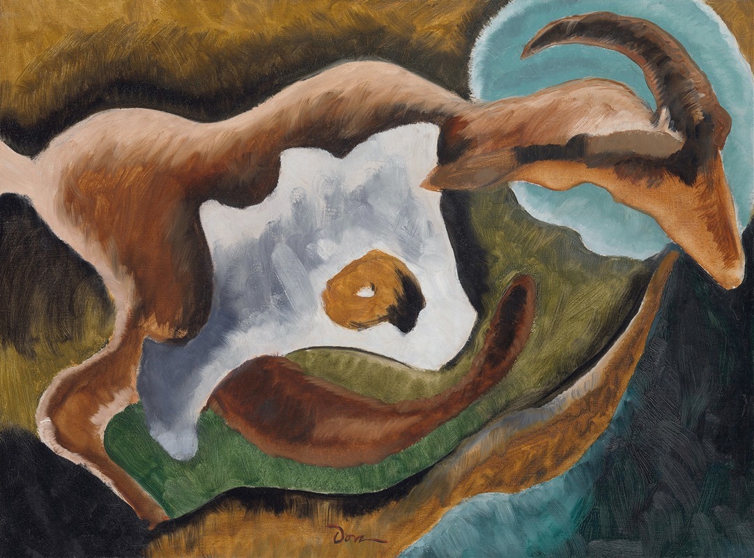 Arthur Dove's 'Goat' features a stylized representation of a goat in a vibrant color palette.