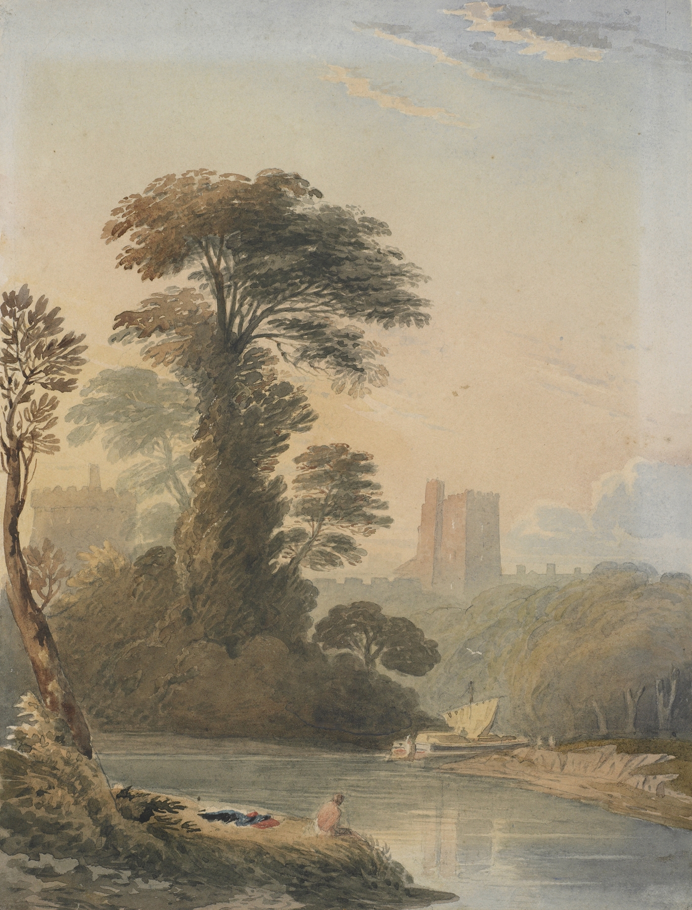 Capriccio view on the Thames near Windsor, by John Varley, public domain