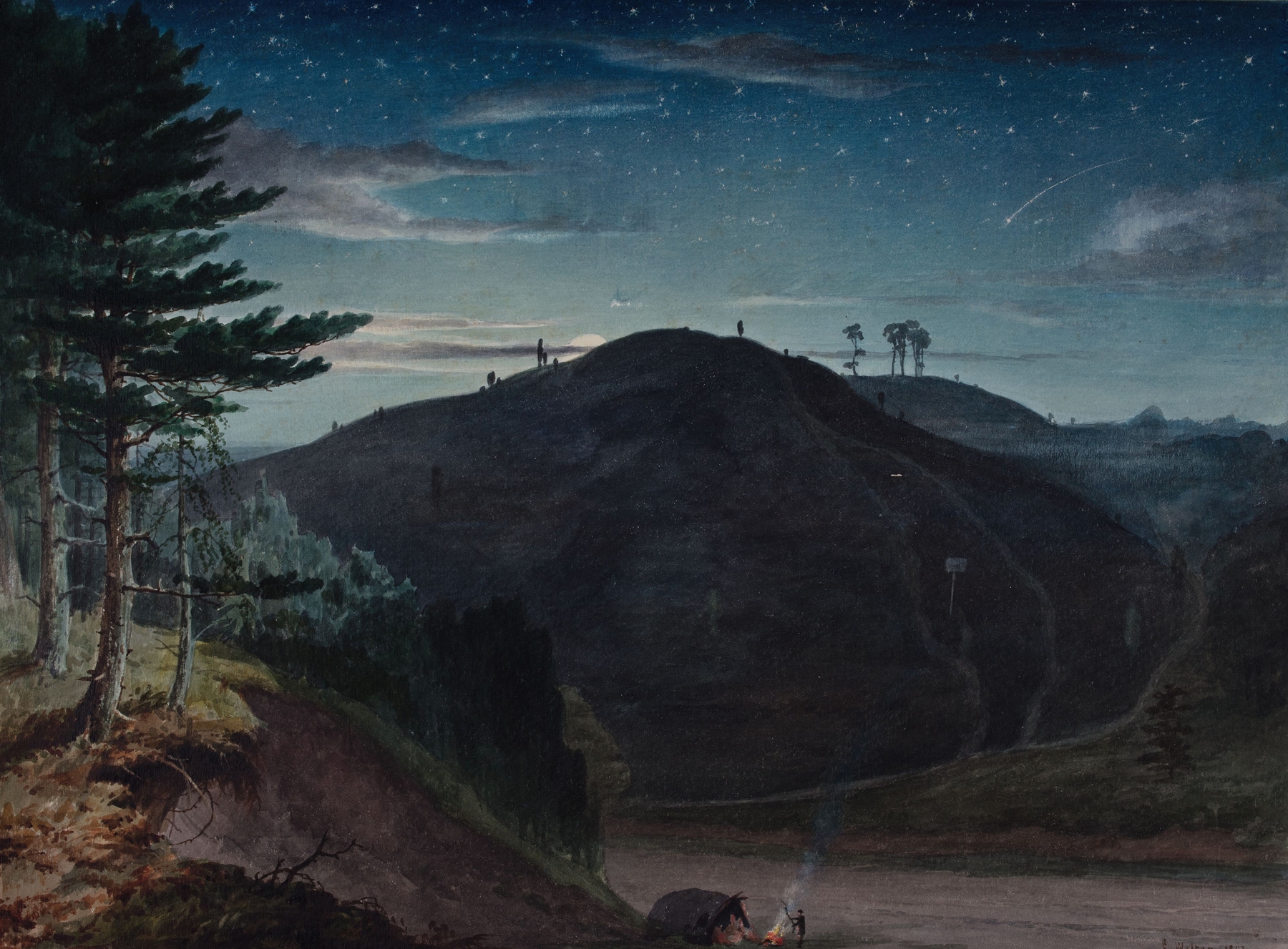 Moonlight landscape oil painting by Elijah Walton