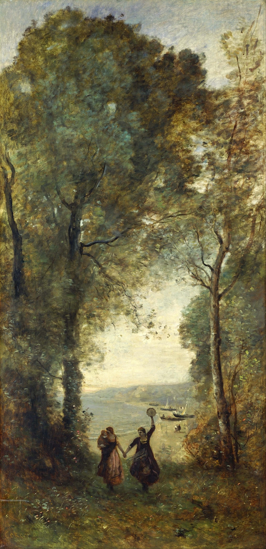 Marine landscape at sunset, oil on canvas by Jean-Baptiste-Camille Corot