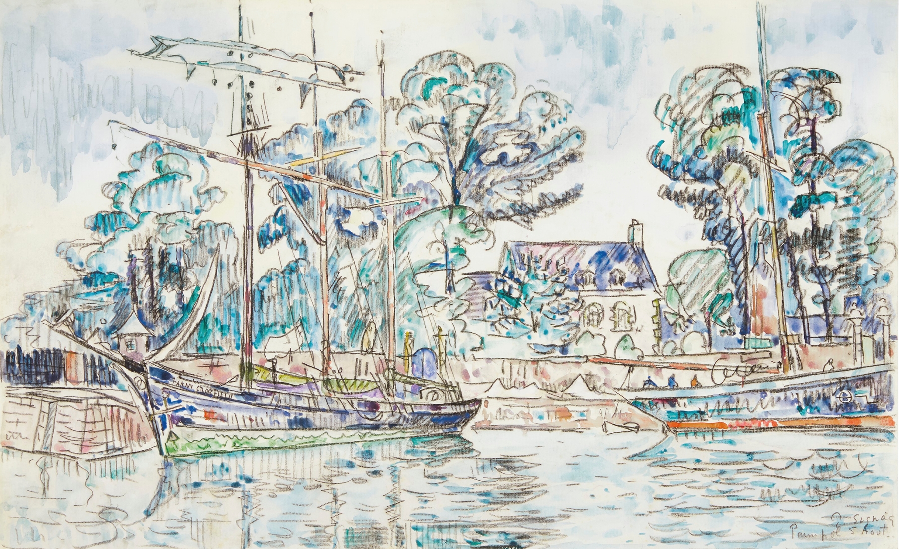 Marine scene of coastline with sea and sand by Paul Signac, oil painting