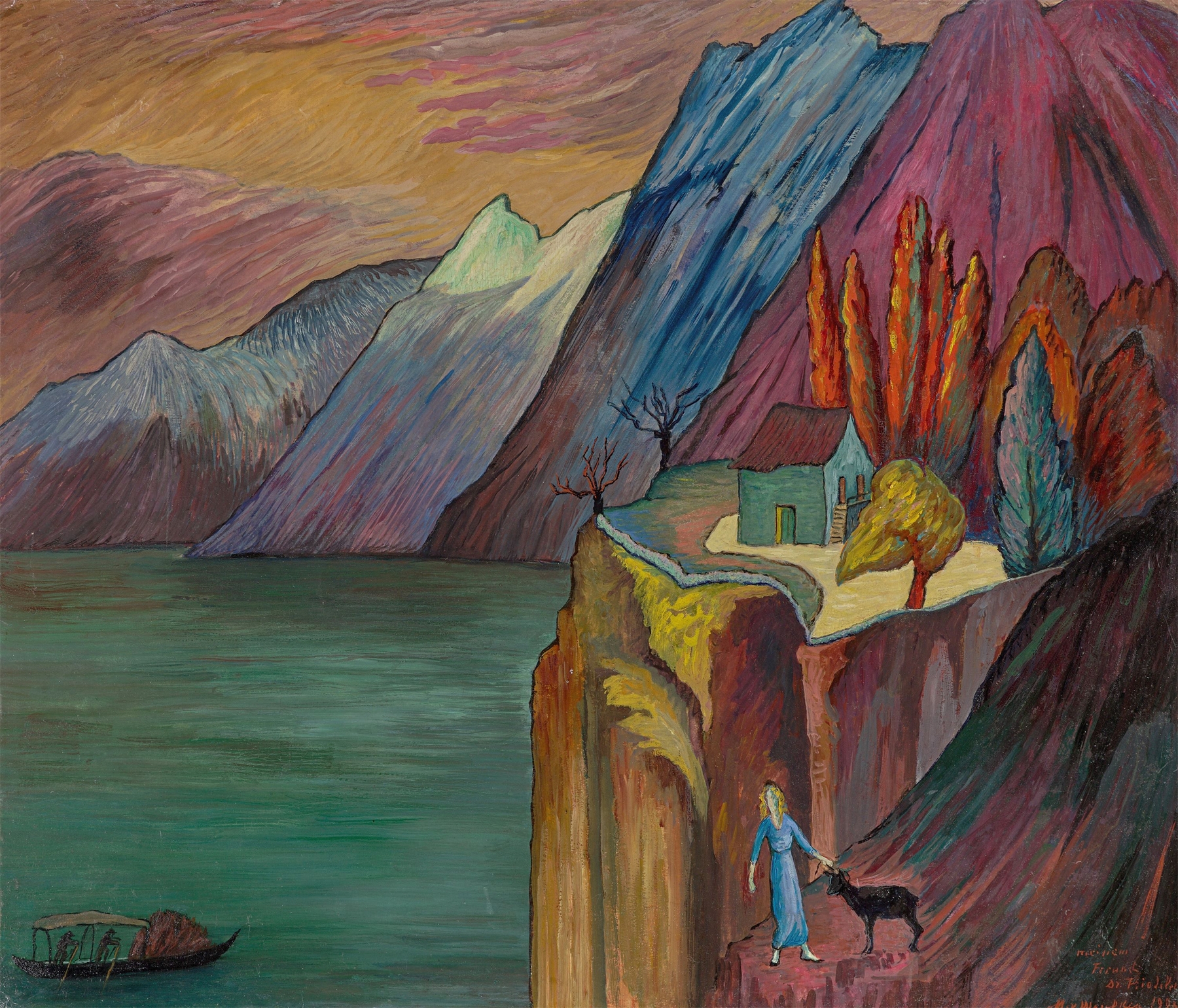 Vibrant landscape with swirling colors, oil on canvas by Marianne von Werefkin