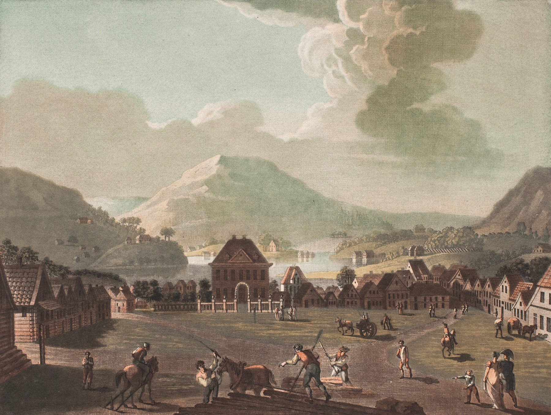 Vue d’une Place dans la ville de Bergen, by Georg Haas, public domain