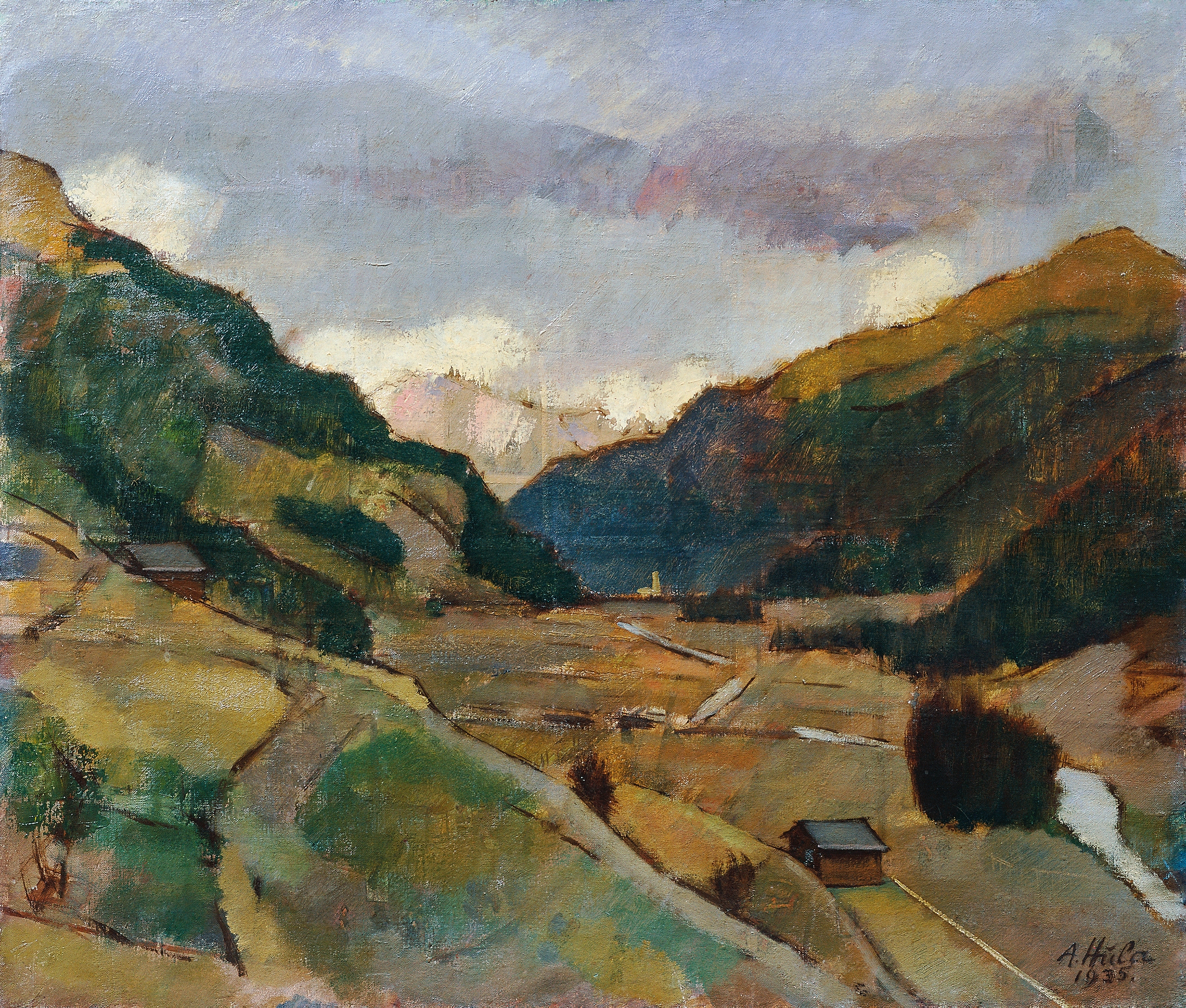 Landscape of Das Defereggental In Osttirol by Anton Hula, oil painting
