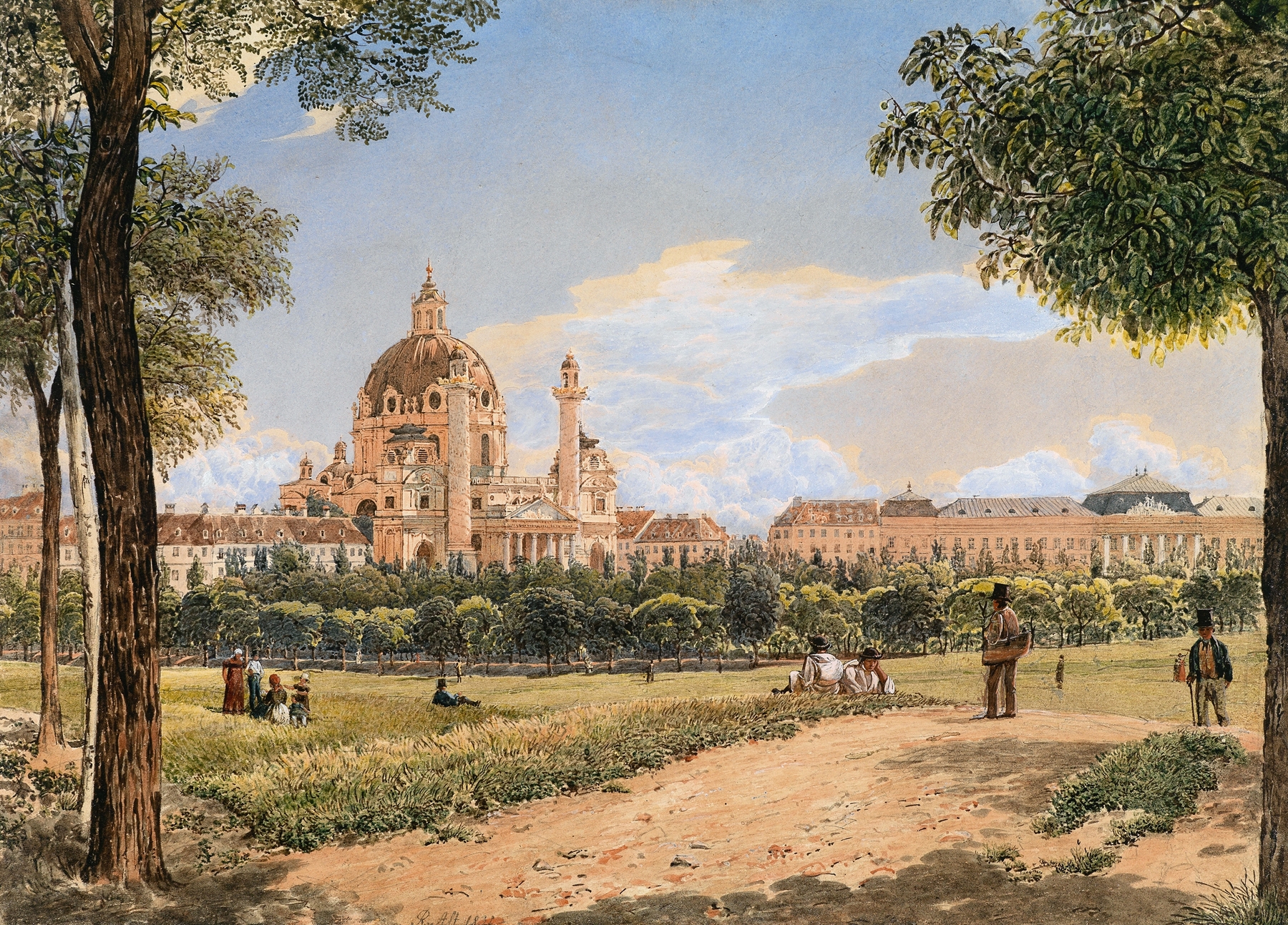 Blick auf die Karlskirche und das Polytechnische Institut, by Rudolf von Alt, public domain