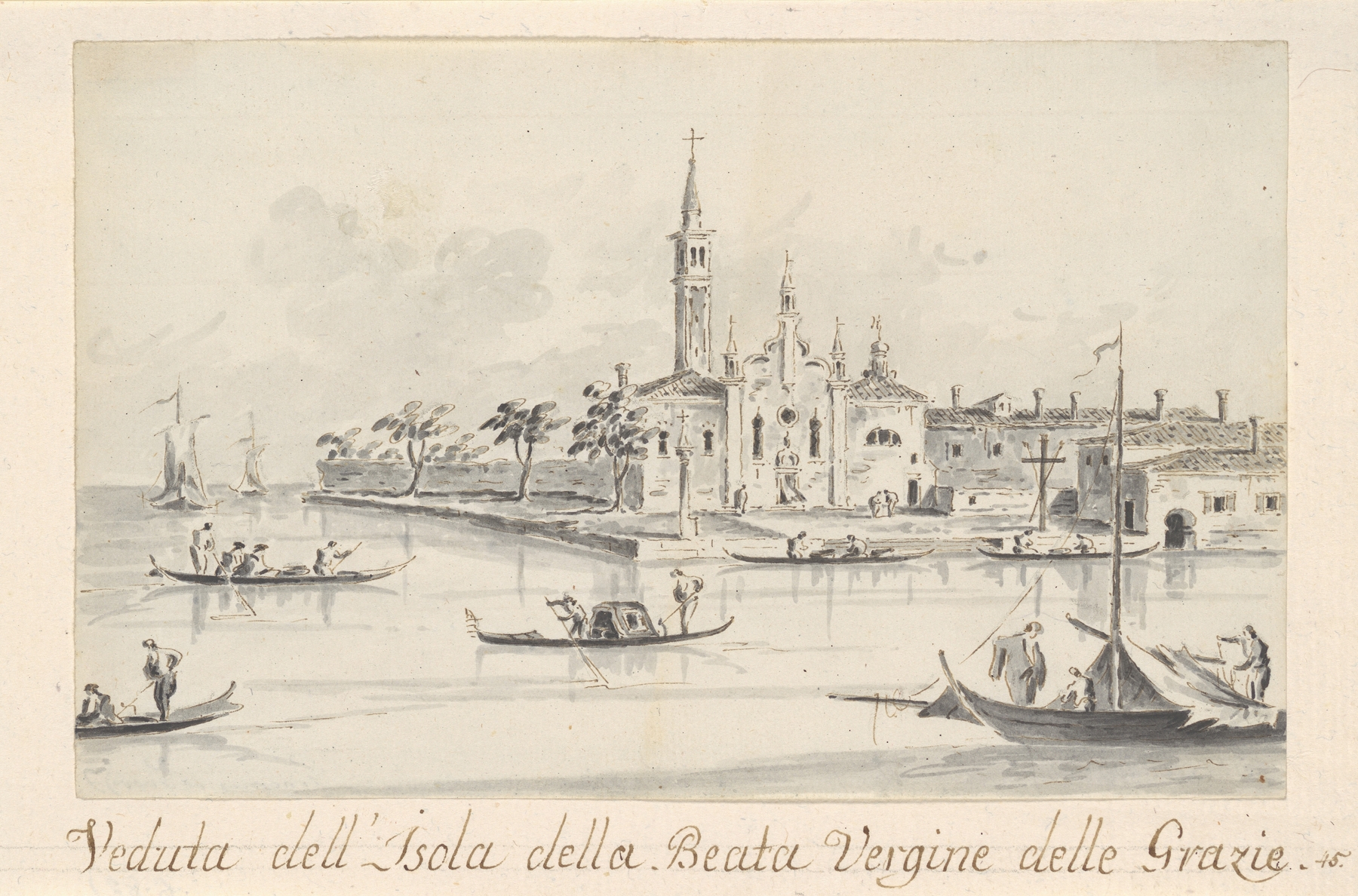 The Island of the Beata Vergine delle Grazie, oil on canvas by Giacomo Guardi