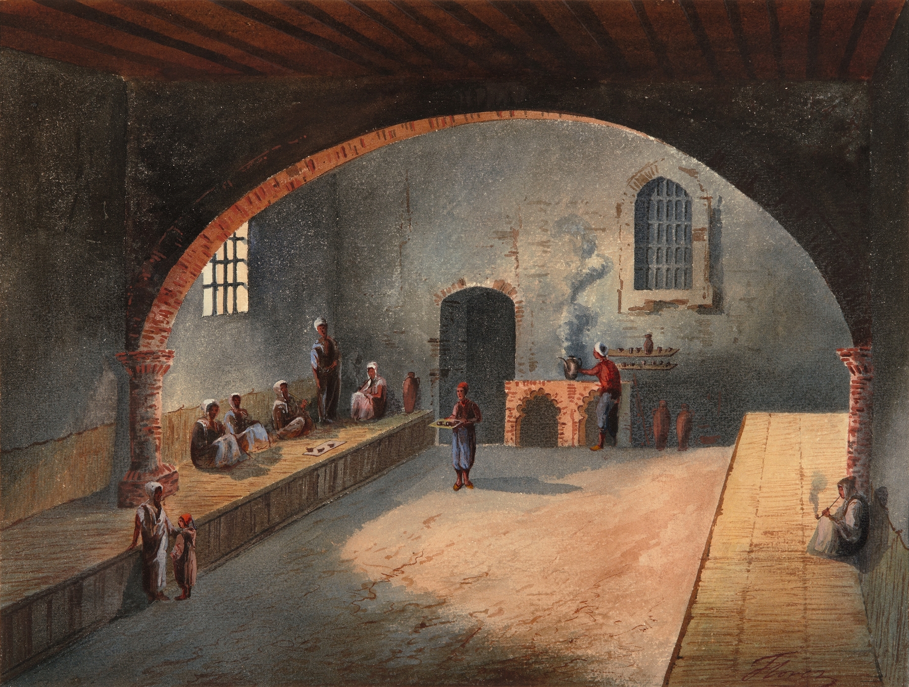 Figurative artwork by Eduardo Flórez Ibáñez, titled The Algerian’s Cafe, unknown medium.
