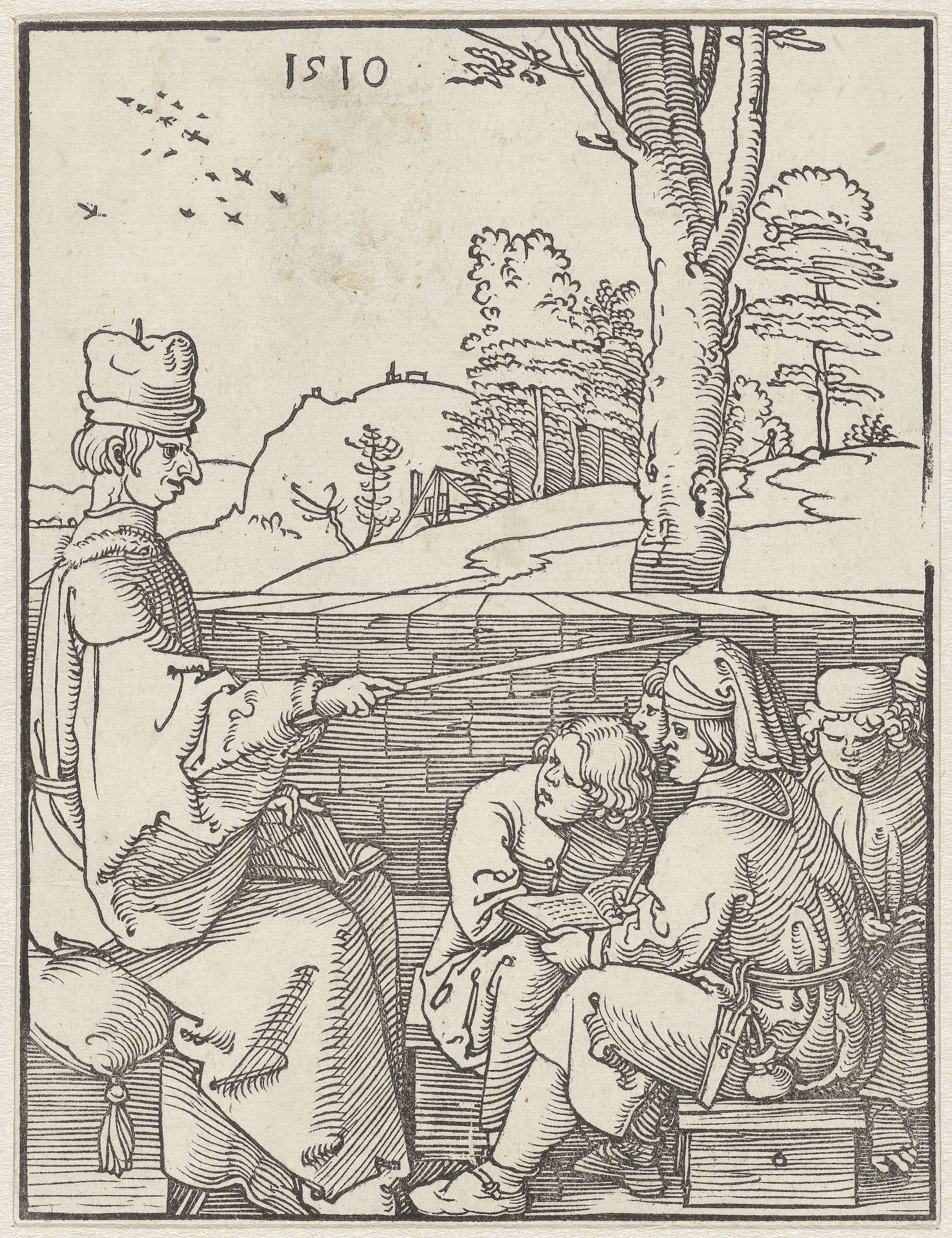 Genre scene of a schoolmaster with children, paper work by Albrecht Dürer