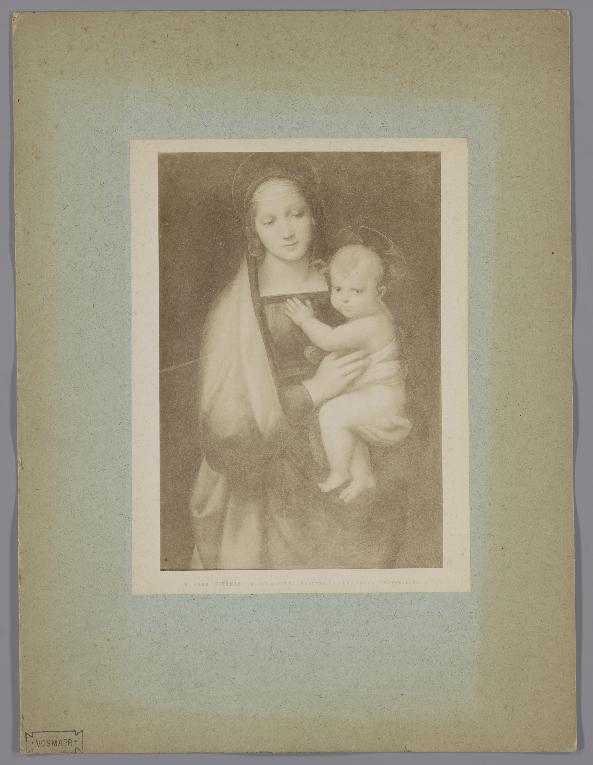 Fotoreproductie van schilderij Madonna del Granduca door Rafaël in de Galleria Pitti te Florence, Italië, by Fratelli Alinari, public domain