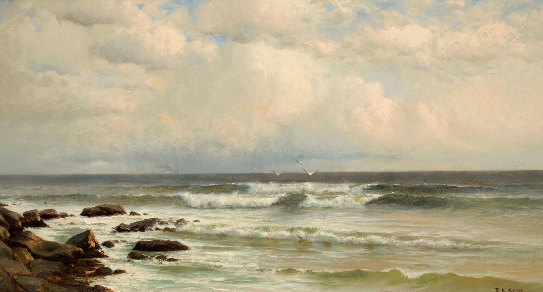 Summer Winds, Long Branch Beach, New Jersey, by Francis Augustus Silva, public domain