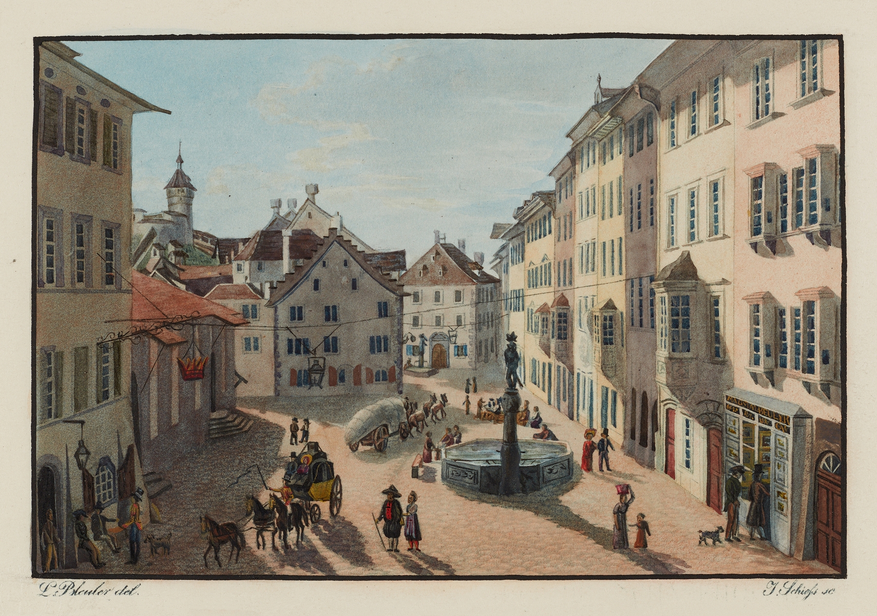 Vue de l’interieur de la Ville de Schaffhouse engraving by Johann Ludwig Bleuler