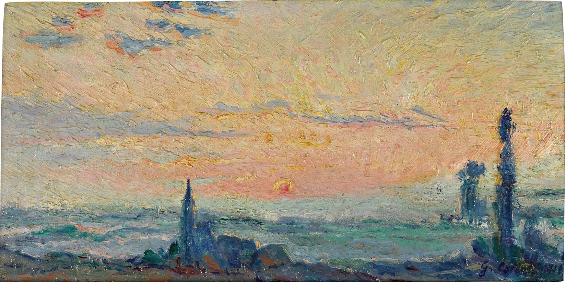 Landscape at dusk by Gustave Cariot, Post-Impressionism