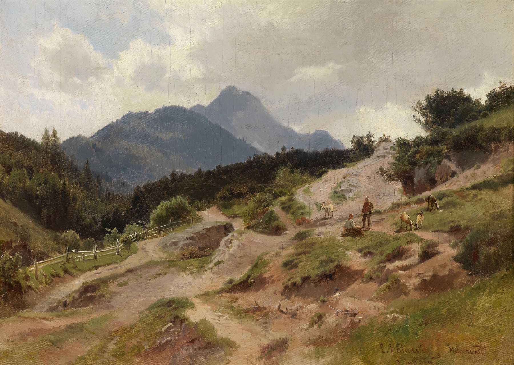 Landscape with mountains and a valley by Ludwig Halauska, medium unknown.