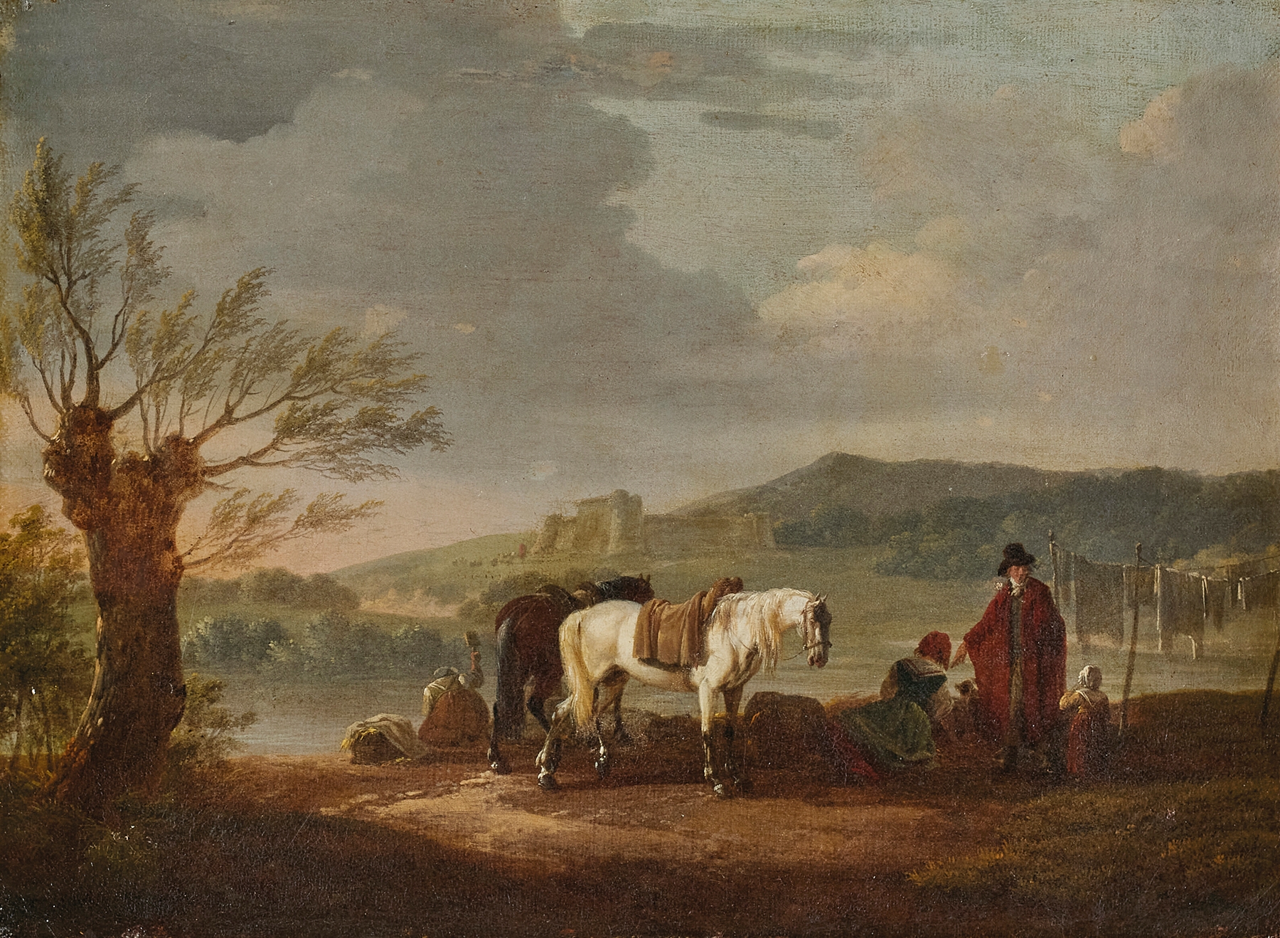 Landscape with figures by Jacques François Joseph Swebach-Desfontaines, oil painting