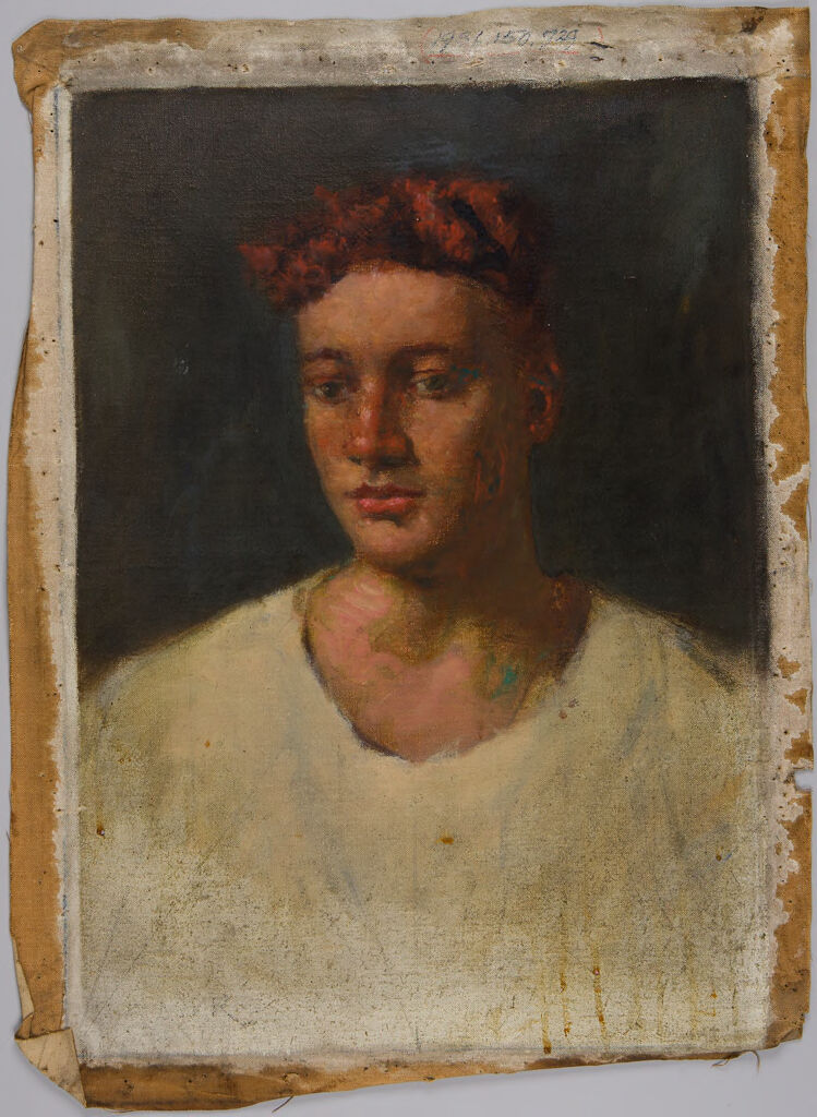 Portrait of a young man leaning forward, oil on canvas by Denman Waldo Ross
