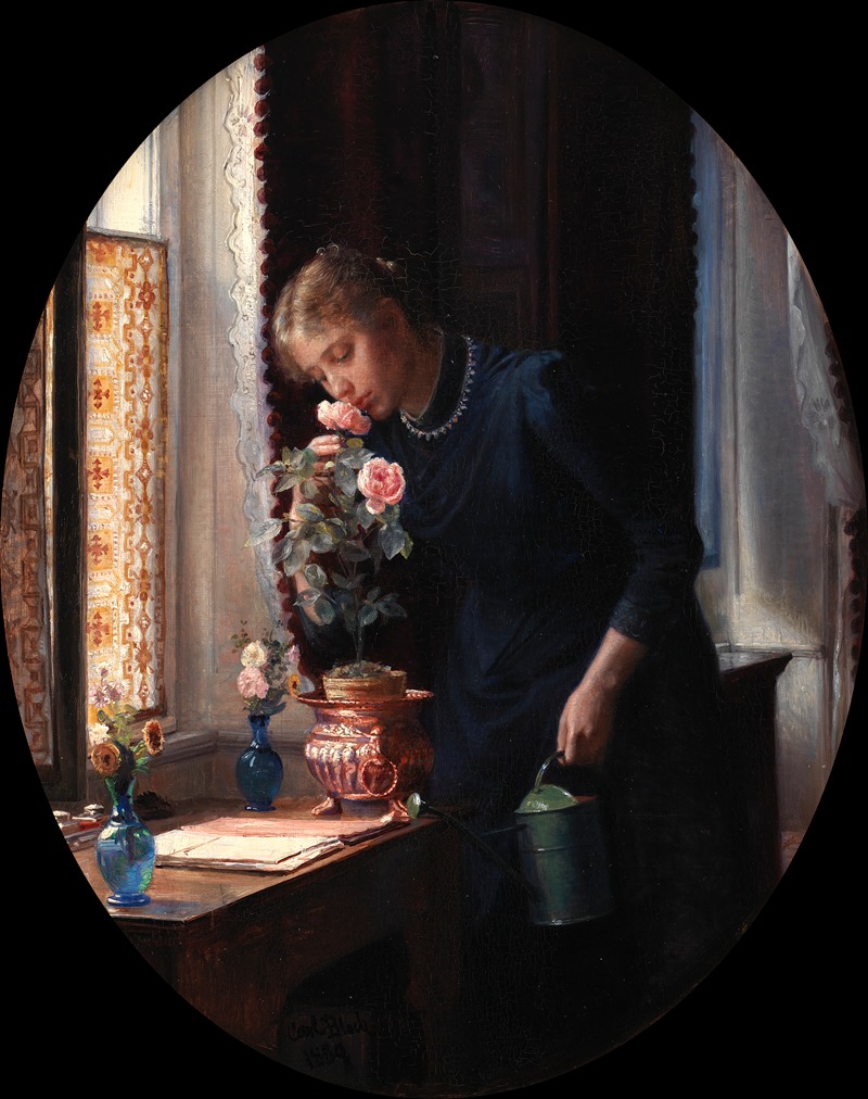 A young girl smelling a rose, capturing innocence and beauty.