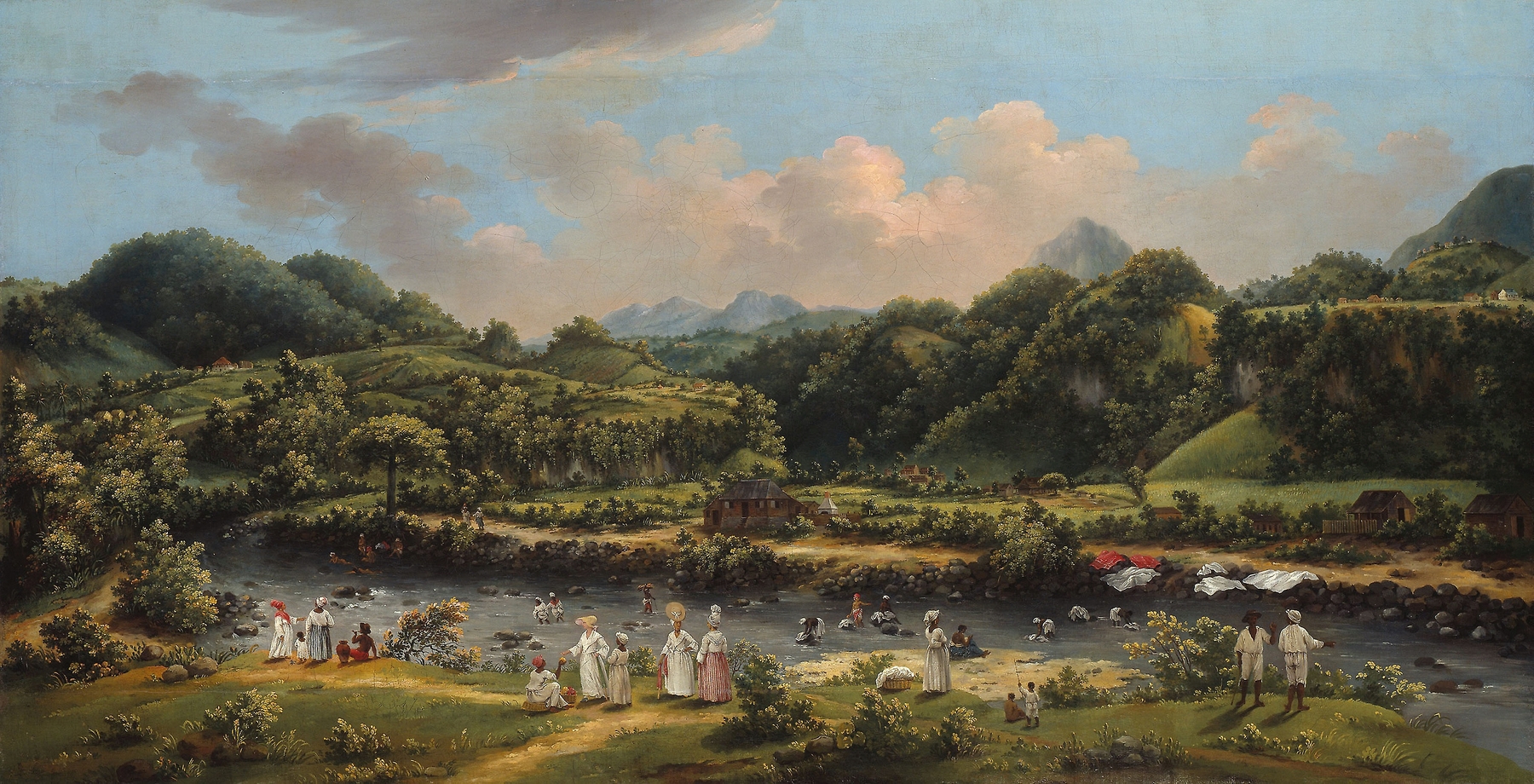 View on the River Roseau, Dominica, by Agostino Brunias, public domain