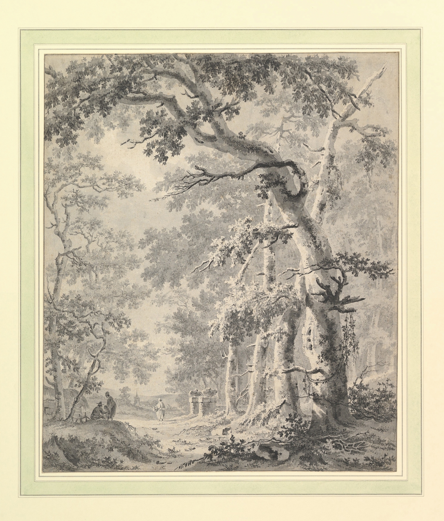 Wooded landscape oil painting by Paulus van Liender featuring trees and soft light.