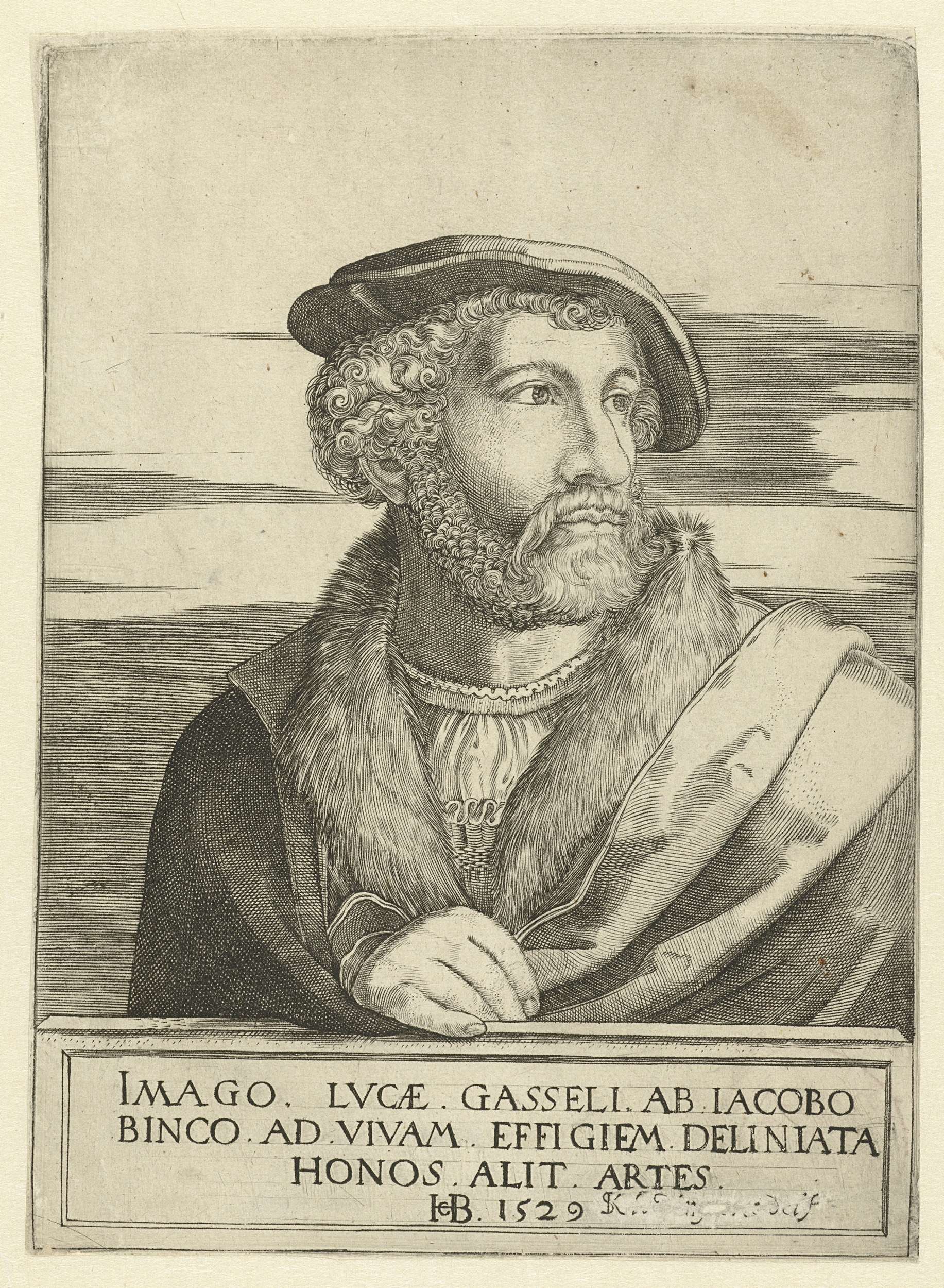 Engraving of Lucas Gassel, an unknown artist, showcasing his introspective gaze.