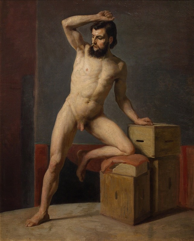 Gustav Klimt's 'Male act' features a striking male figure in a decorative style.